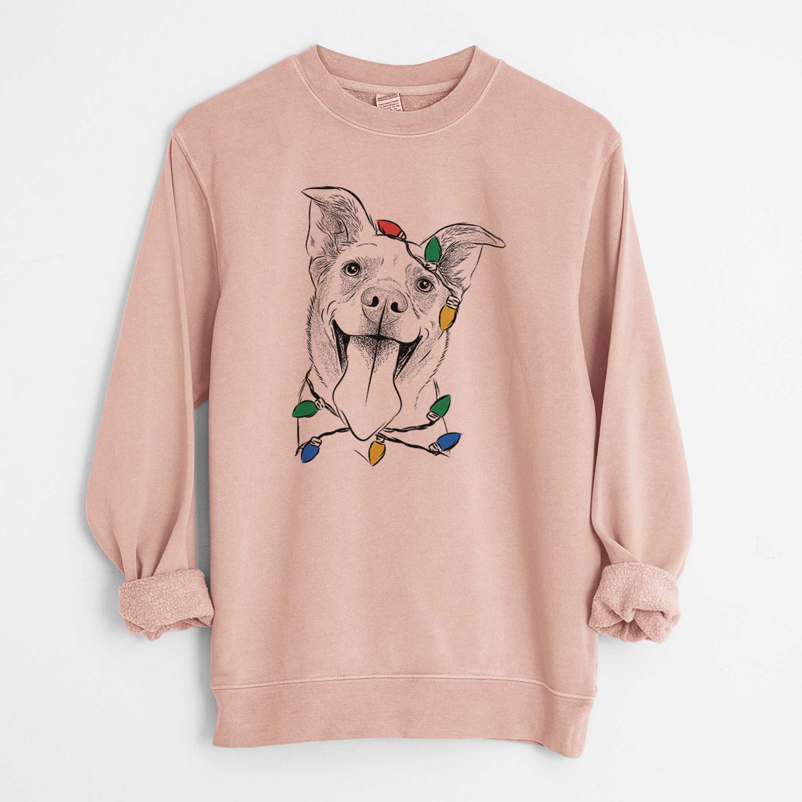 Christmas Lights Candy the Mixed Breed - Unisex Pigment Dyed Crew Sweatshirt
