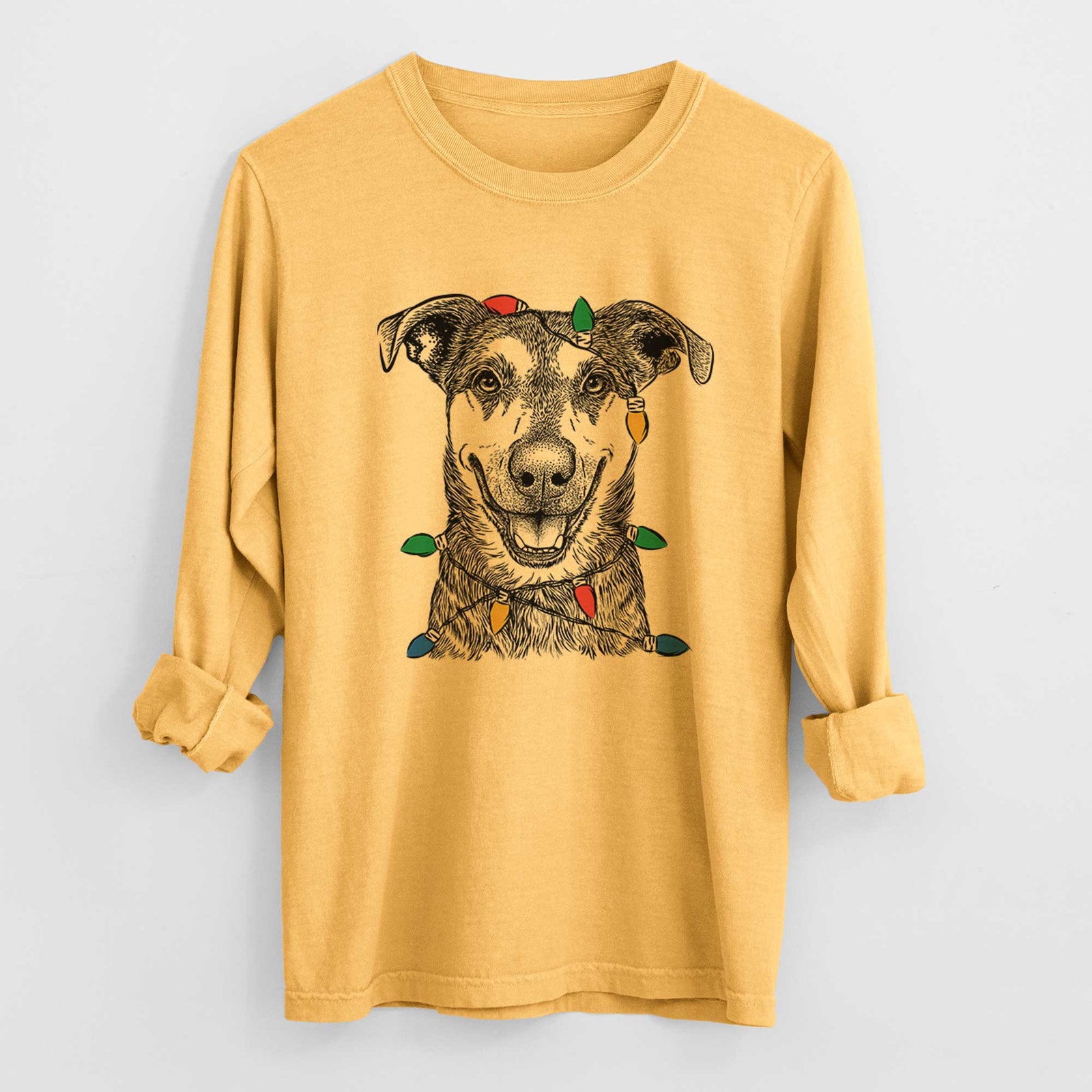 Christmas Lights Case the Mixed Breed - Heavyweight 100% Cotton Long Sleeve