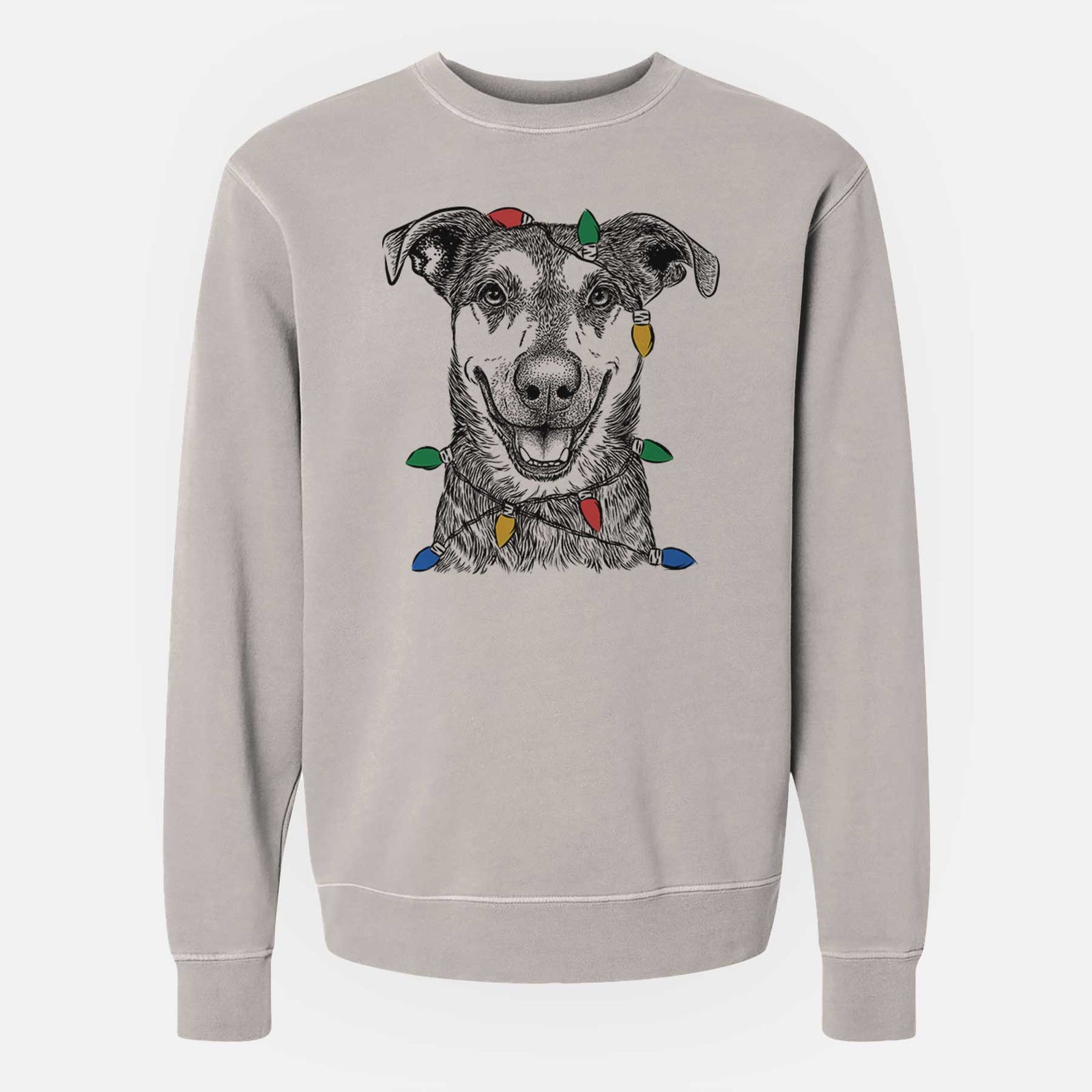 Christmas Lights Case the Mixed Breed - Unisex Pigment Dyed Crew Sweatshirt