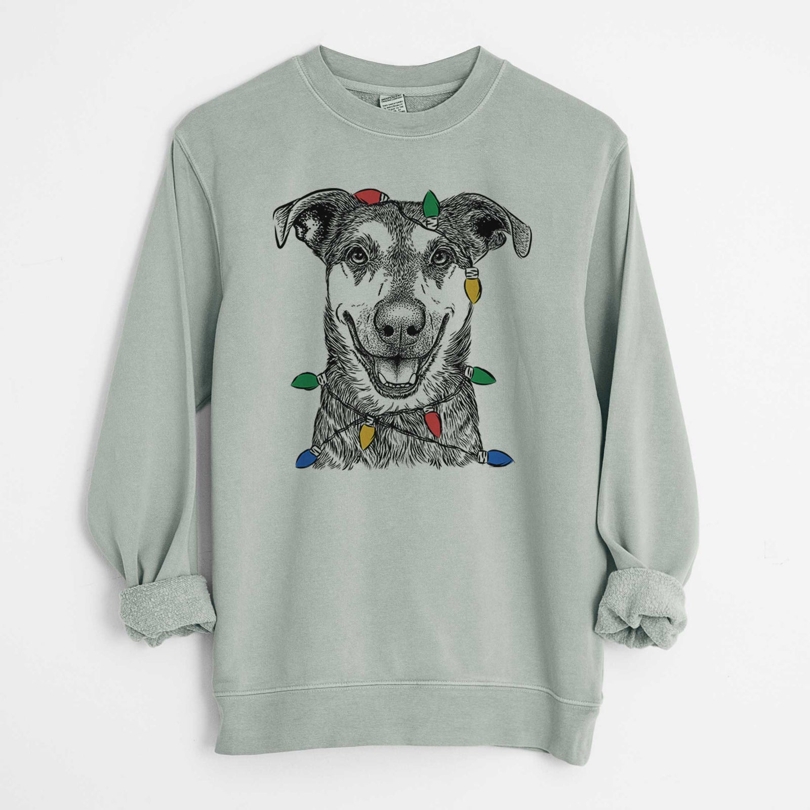 Christmas Lights Case the Mixed Breed - Unisex Pigment Dyed Crew Sweatshirt