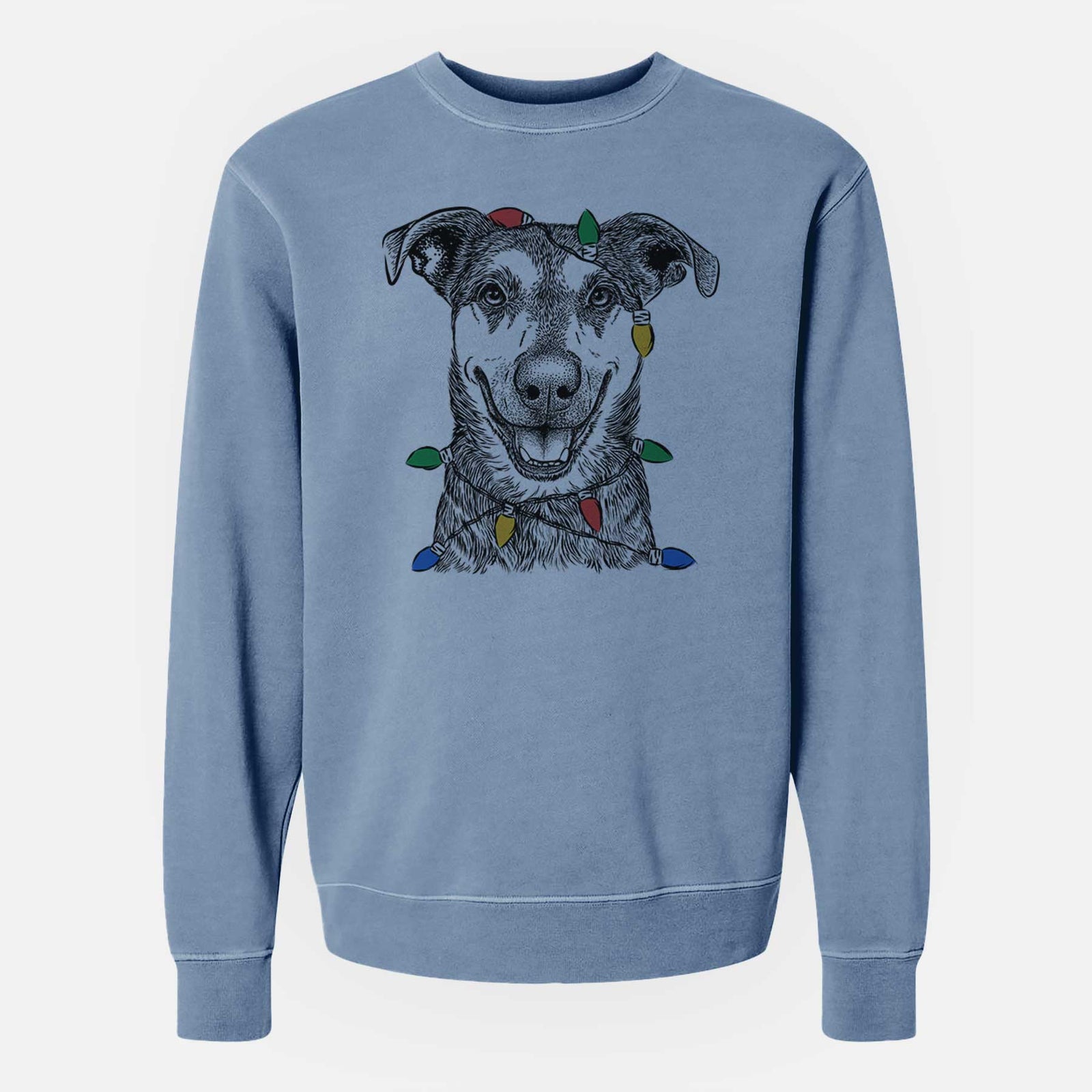 Christmas Lights Case the Mixed Breed - Unisex Pigment Dyed Crew Sweatshirt