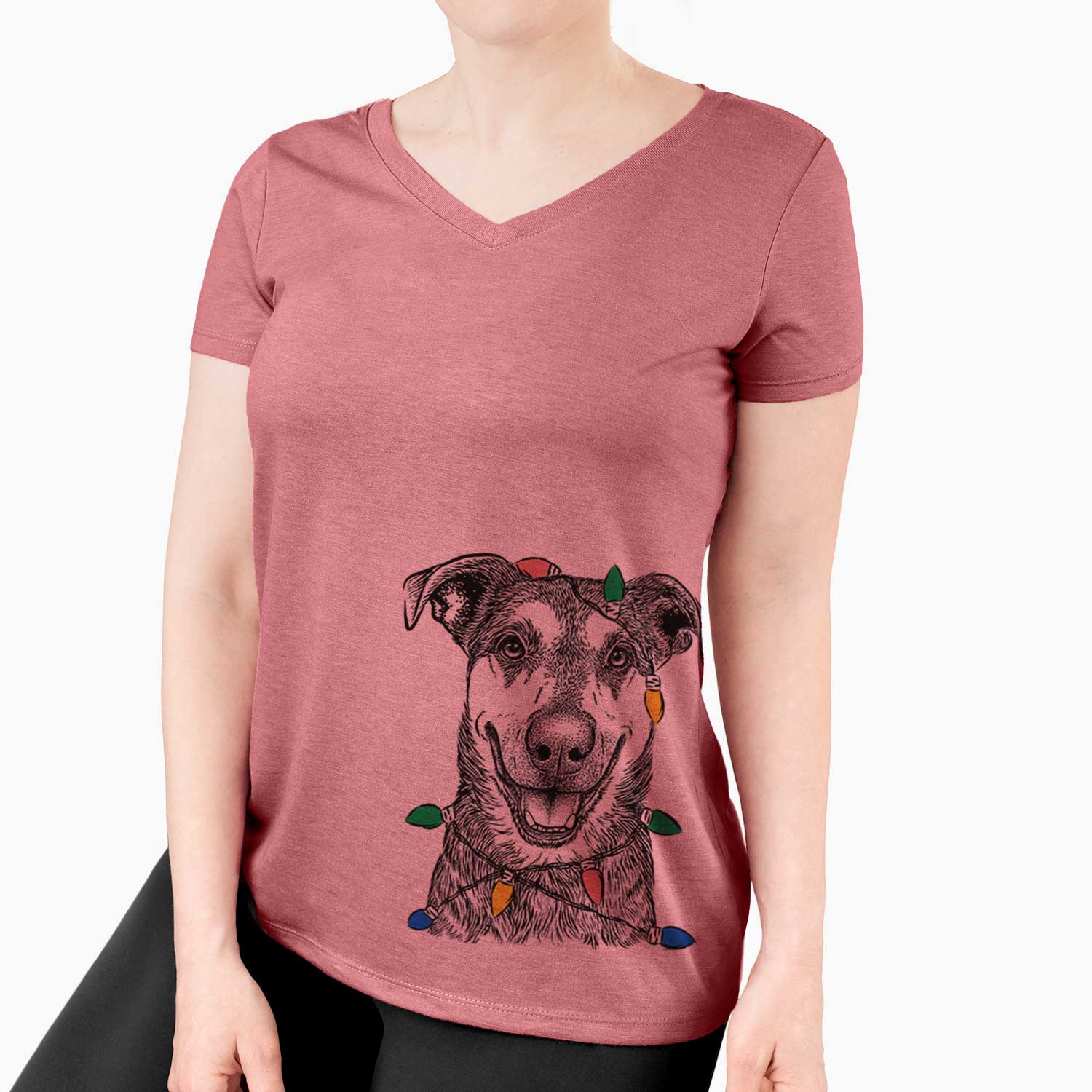 Christmas Lights Case the Mixed Breed - Women's V-neck Shirt