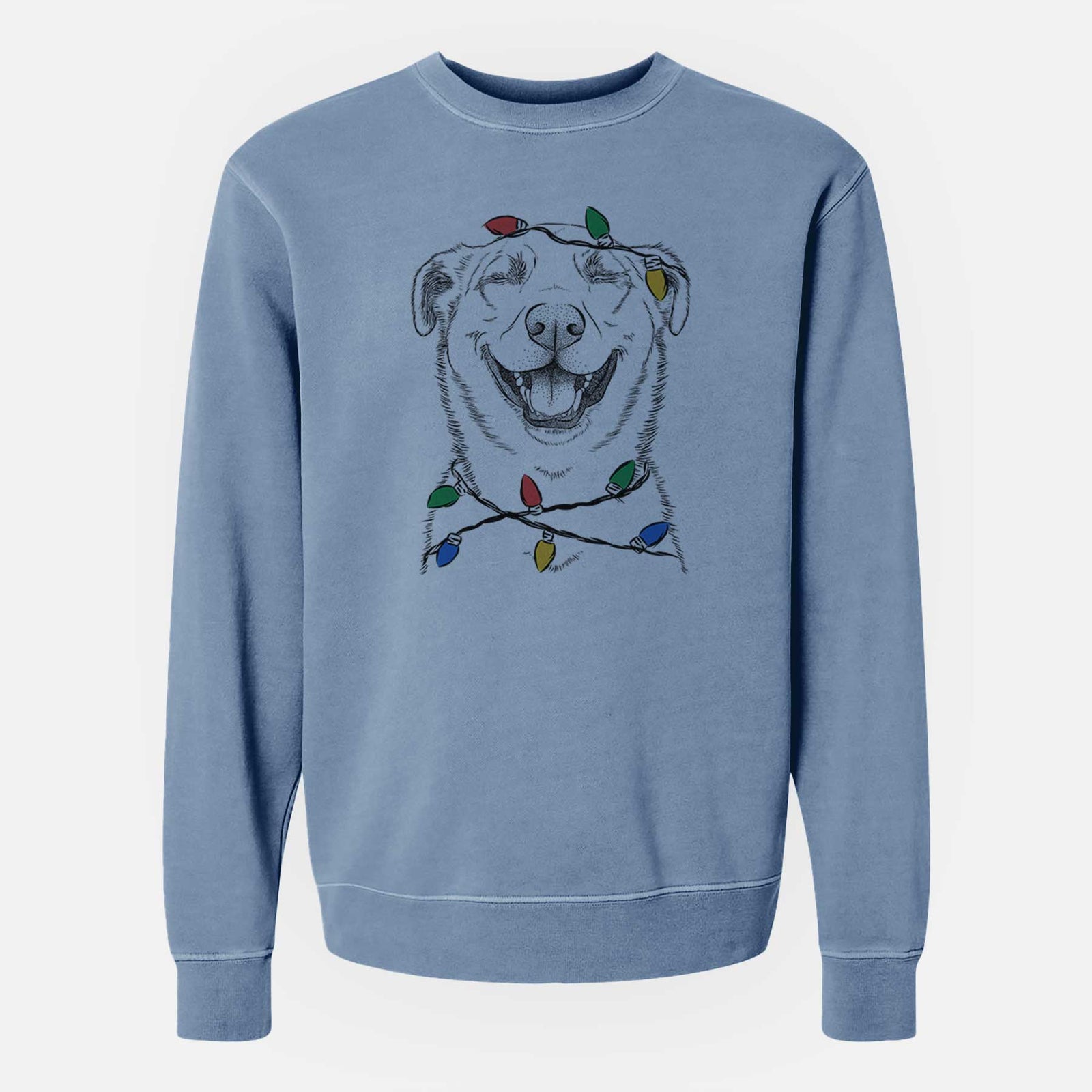 Christmas Lights Chancellor the Mixed Breed - Unisex Pigment Dyed Crew Sweatshirt