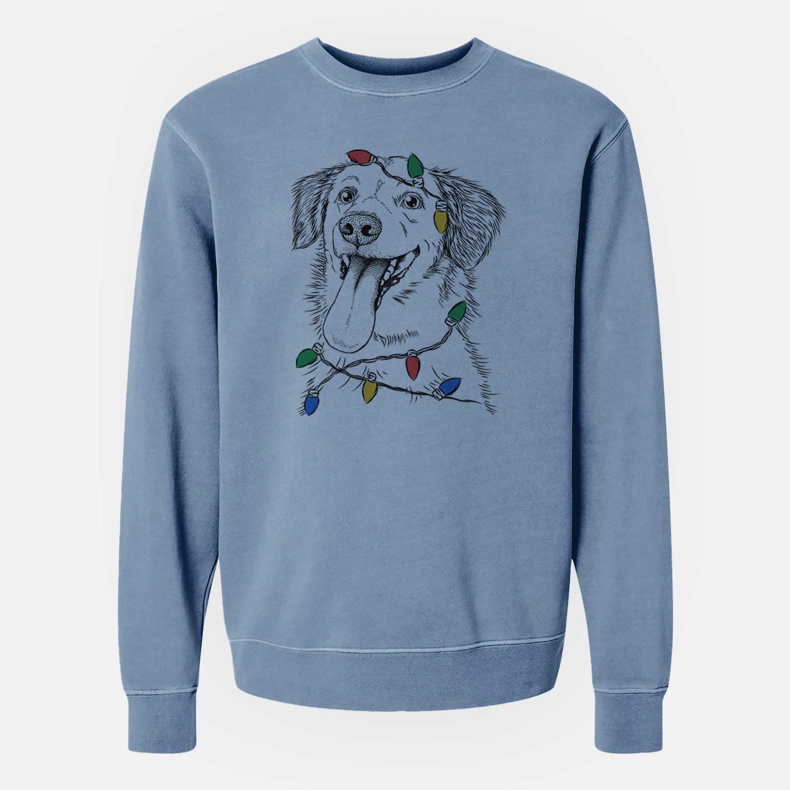 Christmas Lights Charles Xavier the Mixed Breed - Unisex Pigment Dyed Crew Sweatshirt