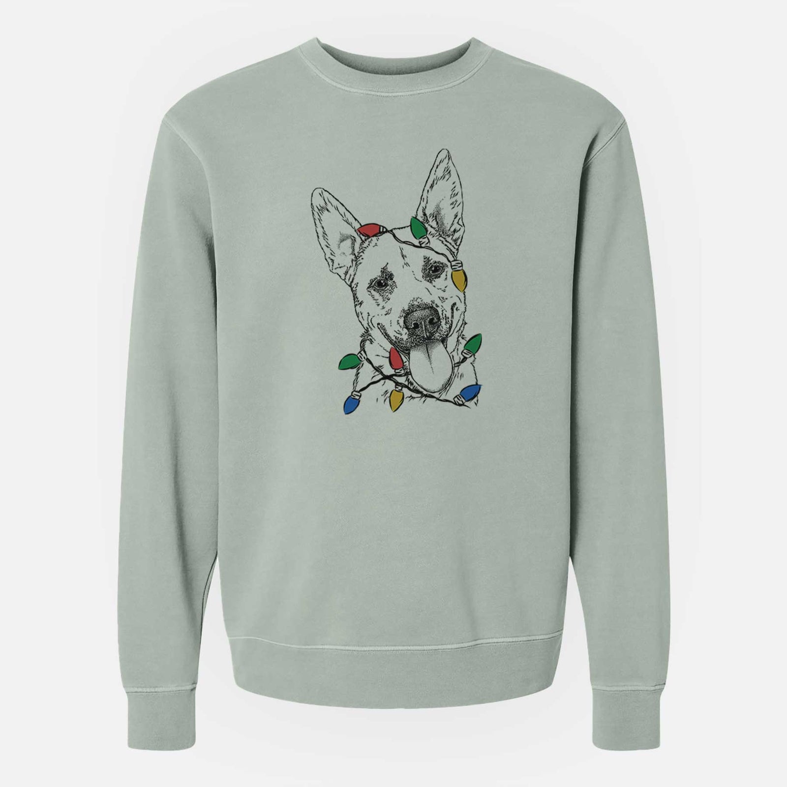 Christmas Lights Charlie the Mixed Breed - Unisex Pigment Dyed Crew Sweatshirt