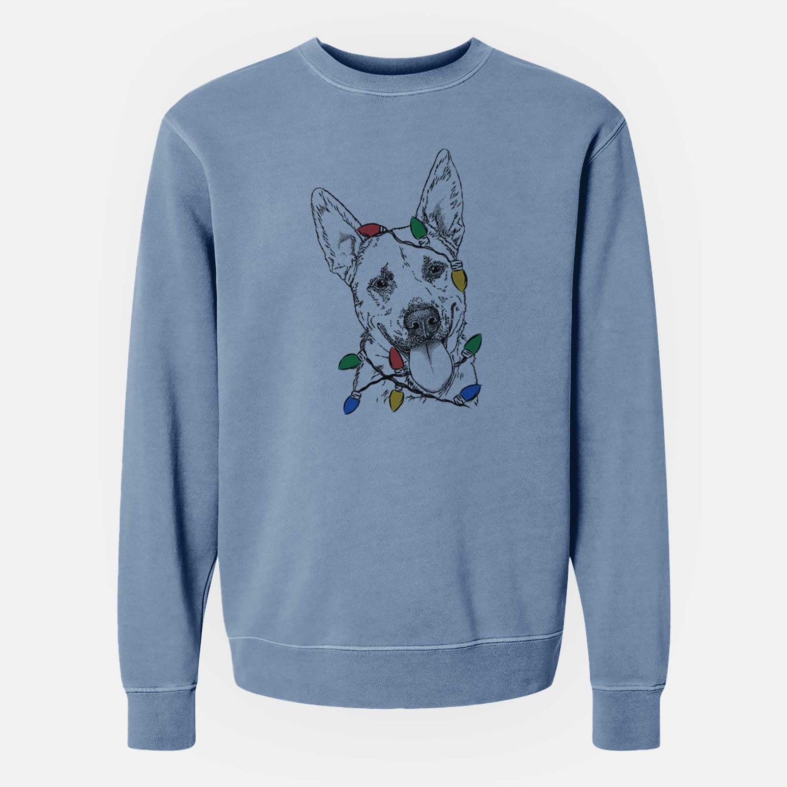 Christmas Lights Charlie the Mixed Breed - Unisex Pigment Dyed Crew Sweatshirt