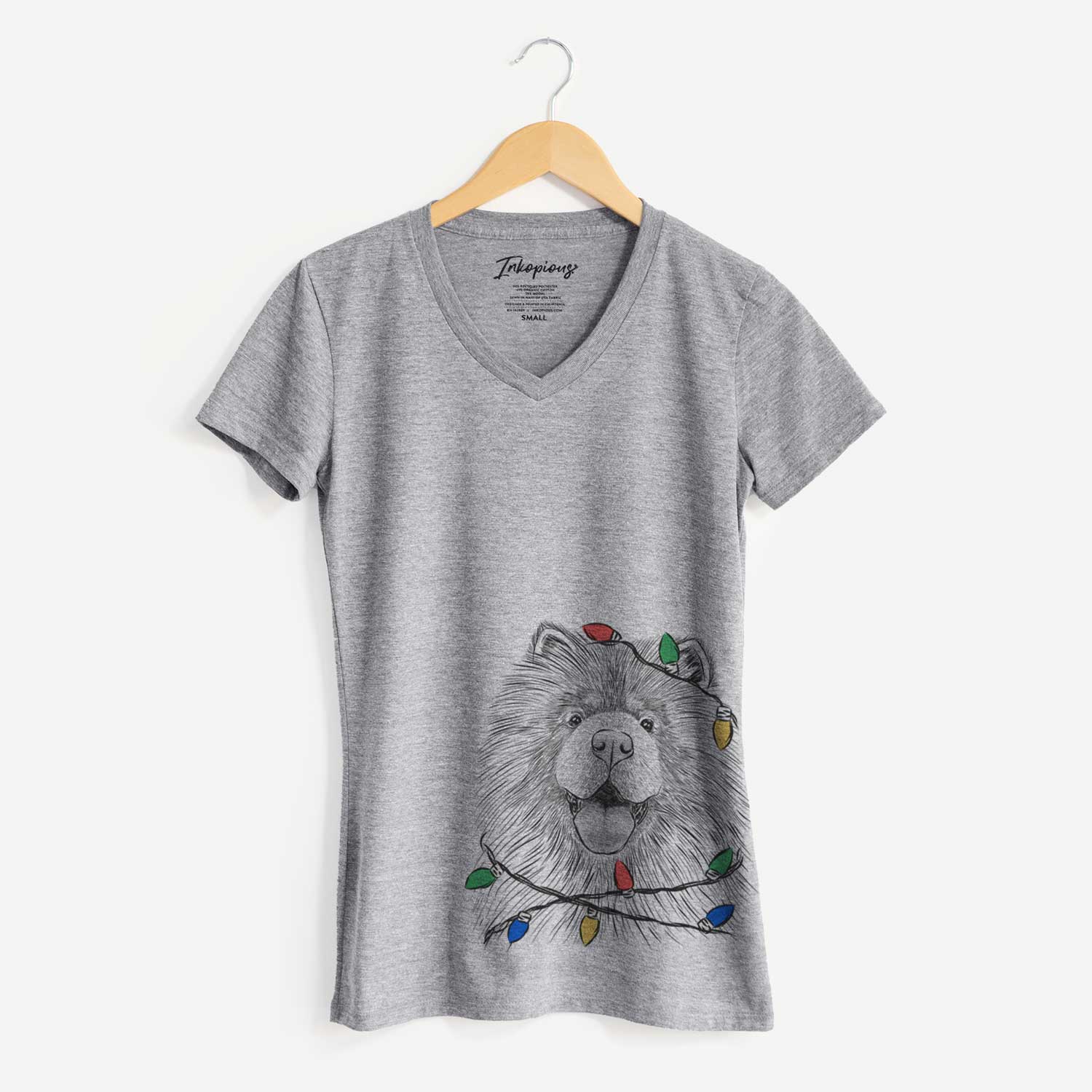 Christmas Lights Charming Charlie the Chow Chow - Women's V-neck Shirt