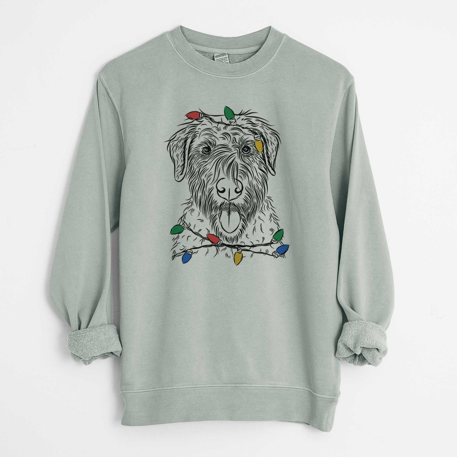 Christmas Lights Chester the Soft Coated Wheaten Terrier - Unisex Pigment Dyed Crew Sweatshirt