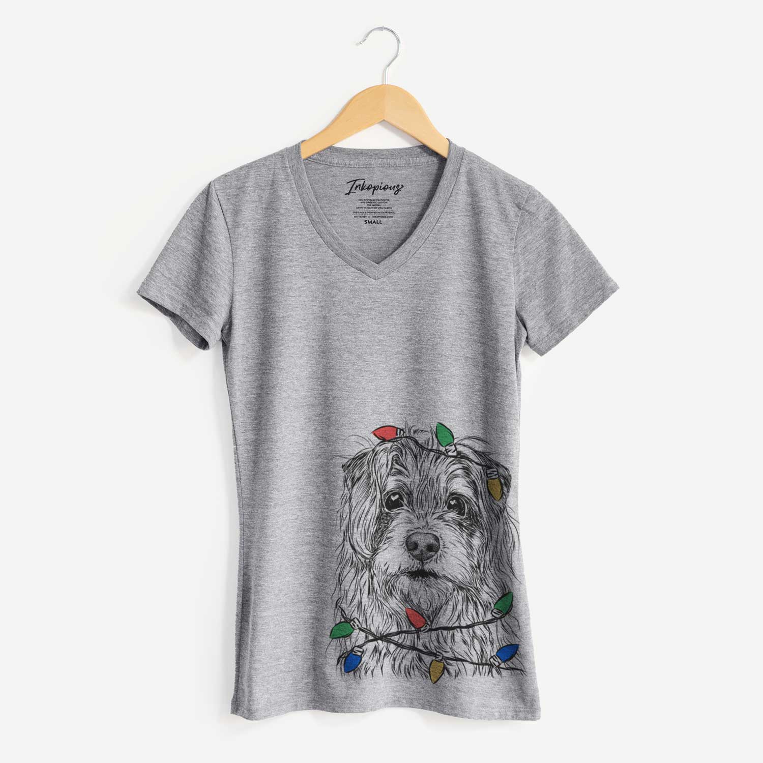 Christmas Lights Chester the Terrier Mix - Women's V-neck Shirt