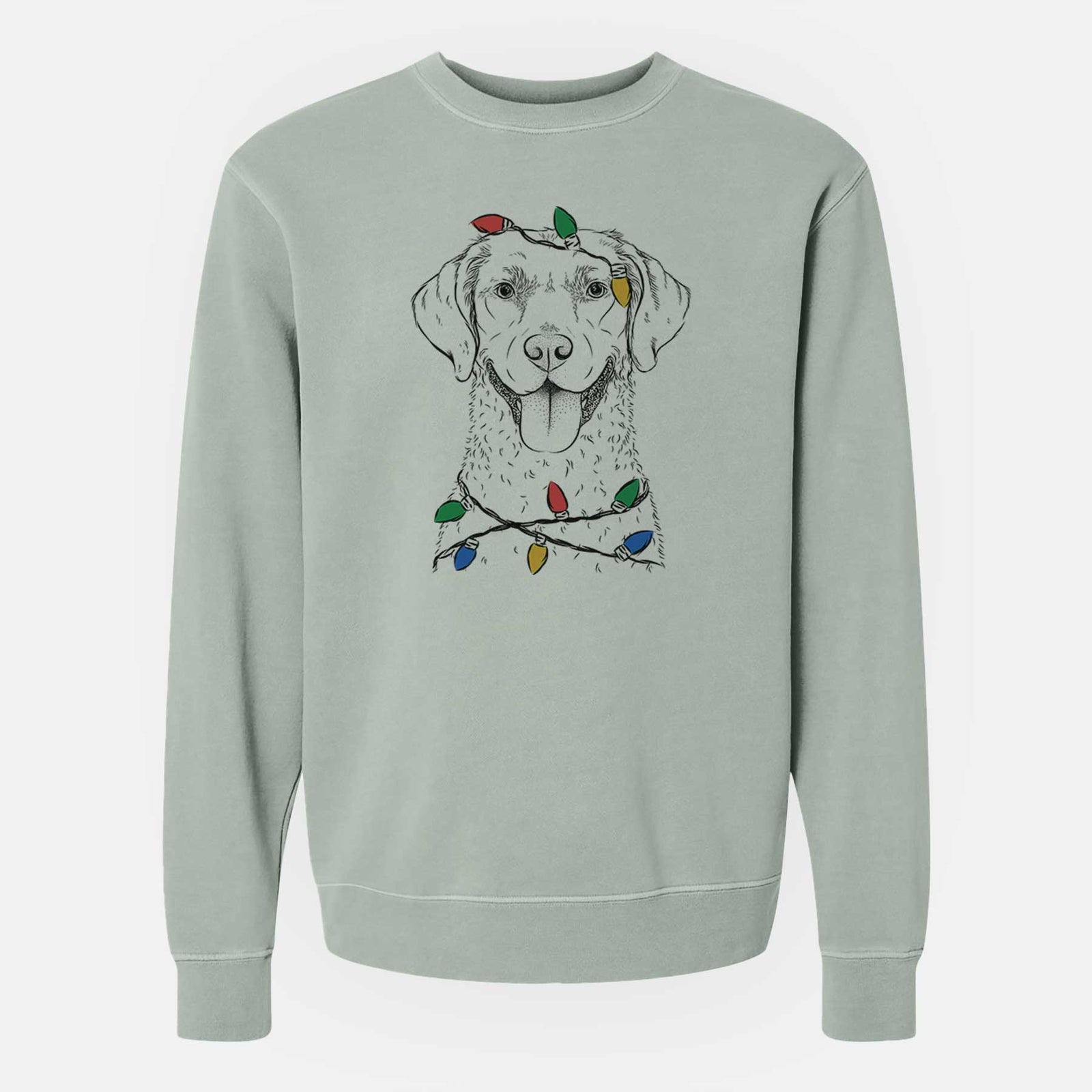 Christmas Lights Chip the Chesapeake Bay Retriever - Unisex Pigment Dyed Crew Sweatshirt
