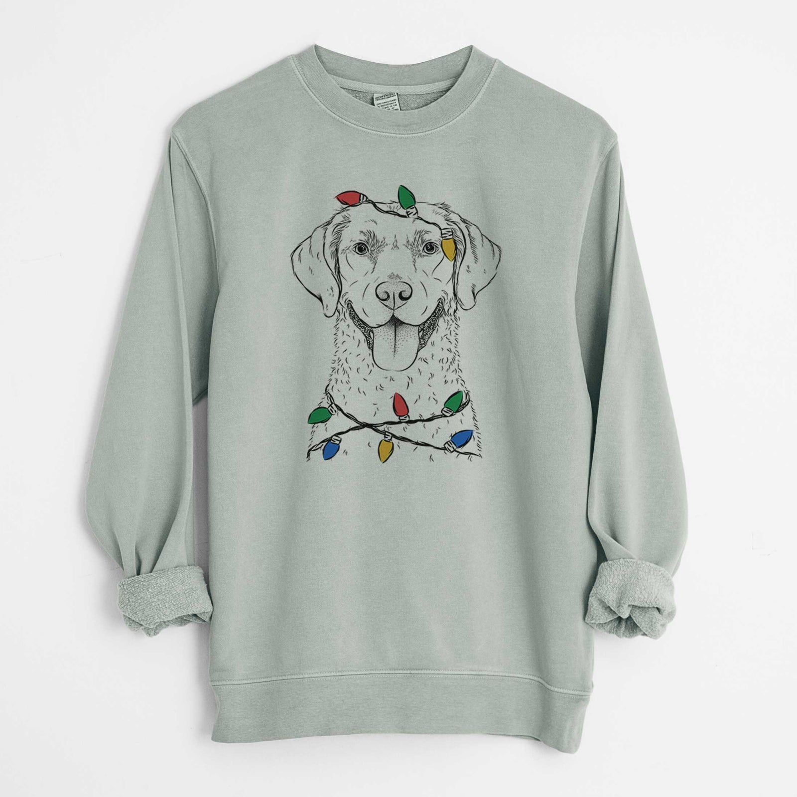 Christmas Lights Chip the Chesapeake Bay Retriever - Unisex Pigment Dyed Crew Sweatshirt