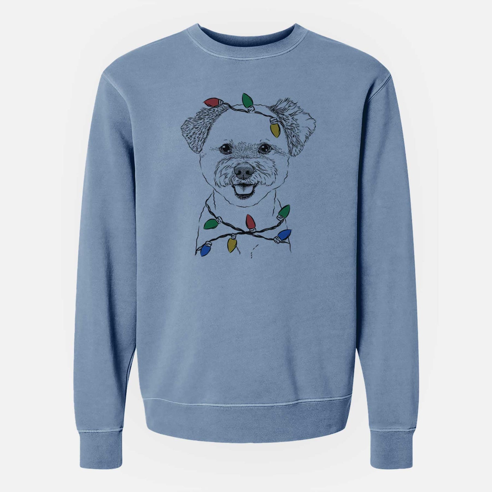 Christmas Lights Chippy the Mixed Breed - Unisex Pigment Dyed Crew Sweatshirt