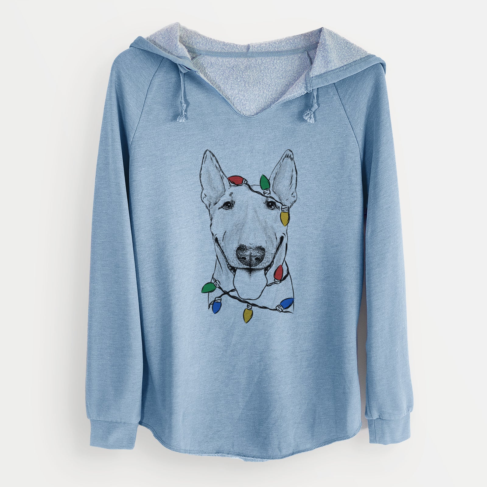 Christmas Lights Chloe the Bull Terrier - Cali Wave Hooded Sweatshirt