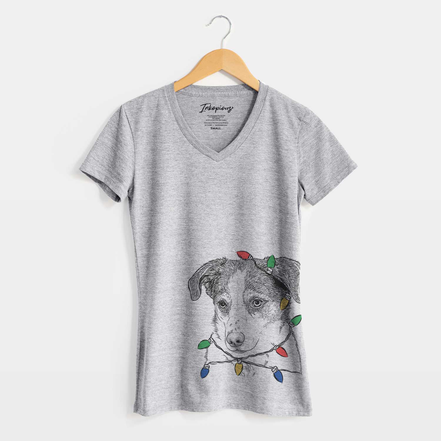 Christmas Lights Coco the Beagle Mix - Women's V-neck Shirt
