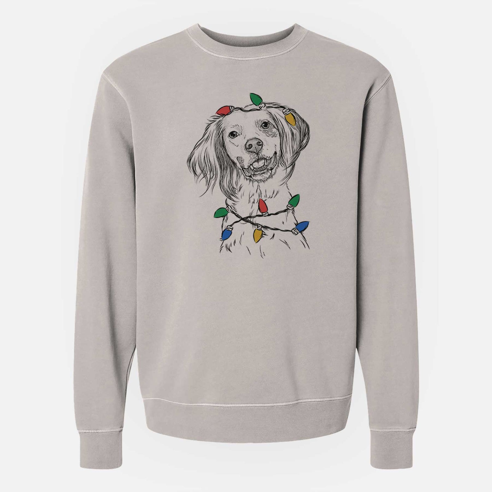 Christmas Lights Cooper the English Setter - Unisex Pigment Dyed Crew Sweatshirt