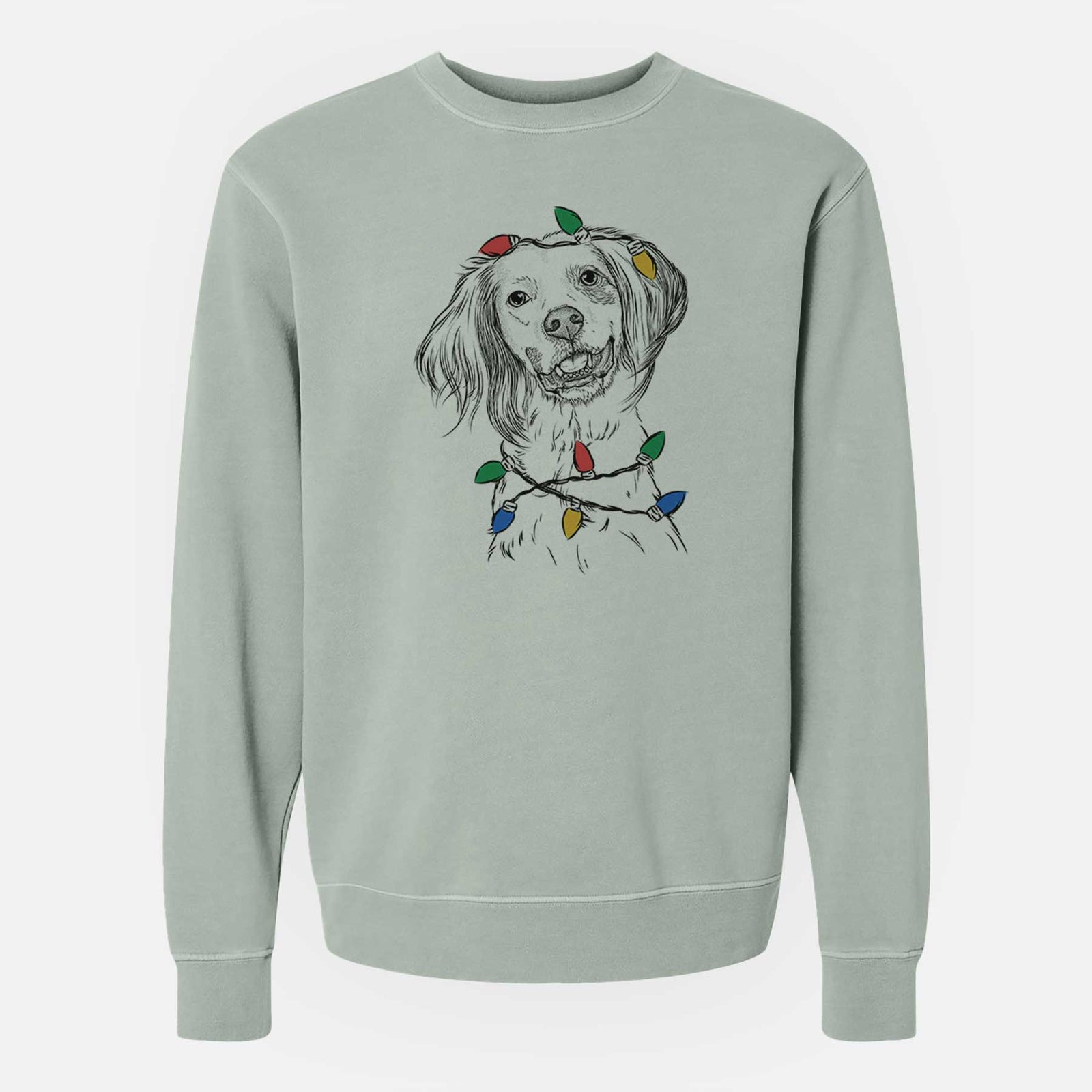 Christmas Lights Cooper the English Setter - Unisex Pigment Dyed Crew Sweatshirt
