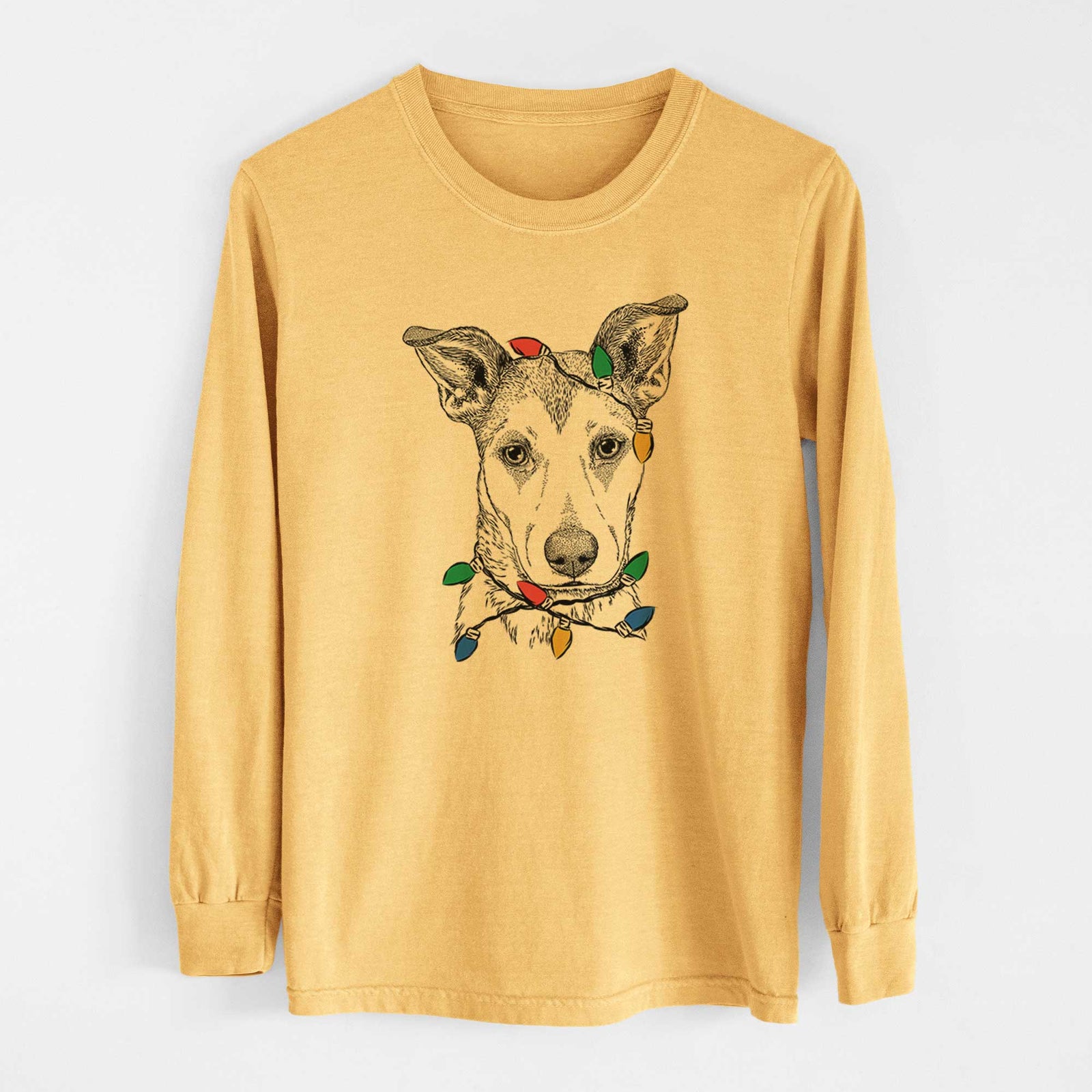 Christmas Lights Coral the Mixed Breed - Heavyweight 100% Cotton Long Sleeve