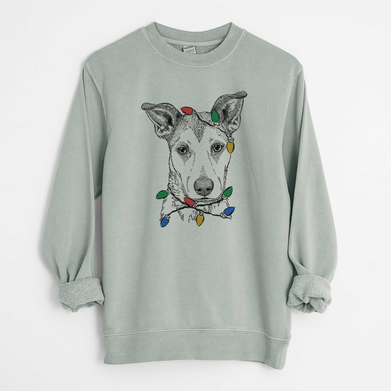 Christmas Lights Coral the Mixed Breed - Unisex Pigment Dyed Crew Sweatshirt