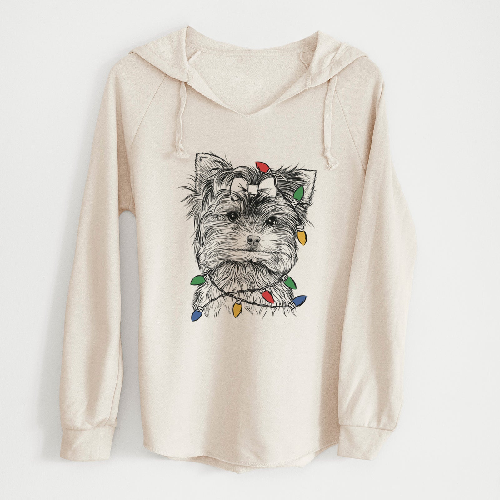 Christmas Lights Cricket the Biewer Terrier - Cali Wave Hooded Sweatshirt