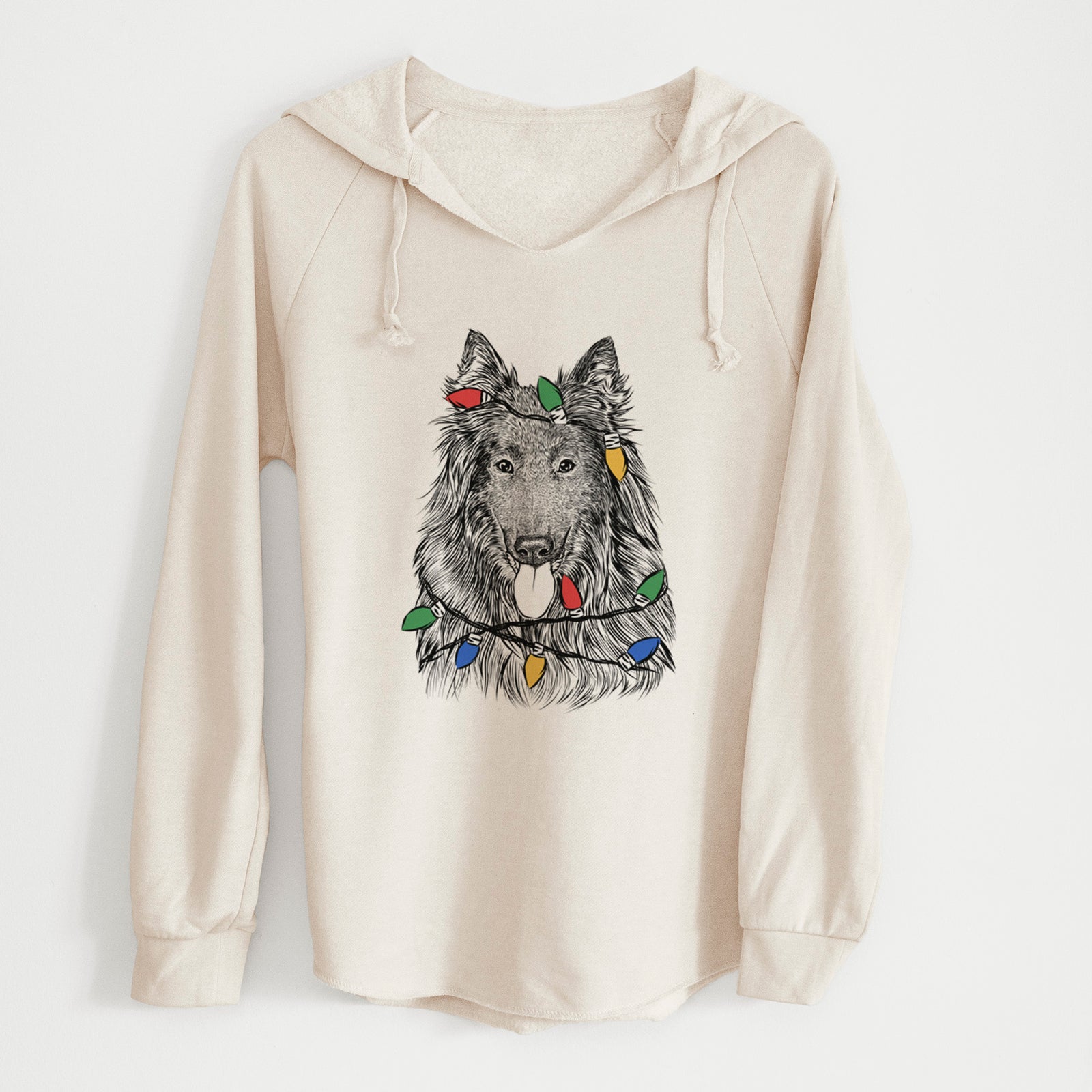 Christmas Lights Daan the Belgian Shepherd - Cali Wave Hooded Sweatshirt