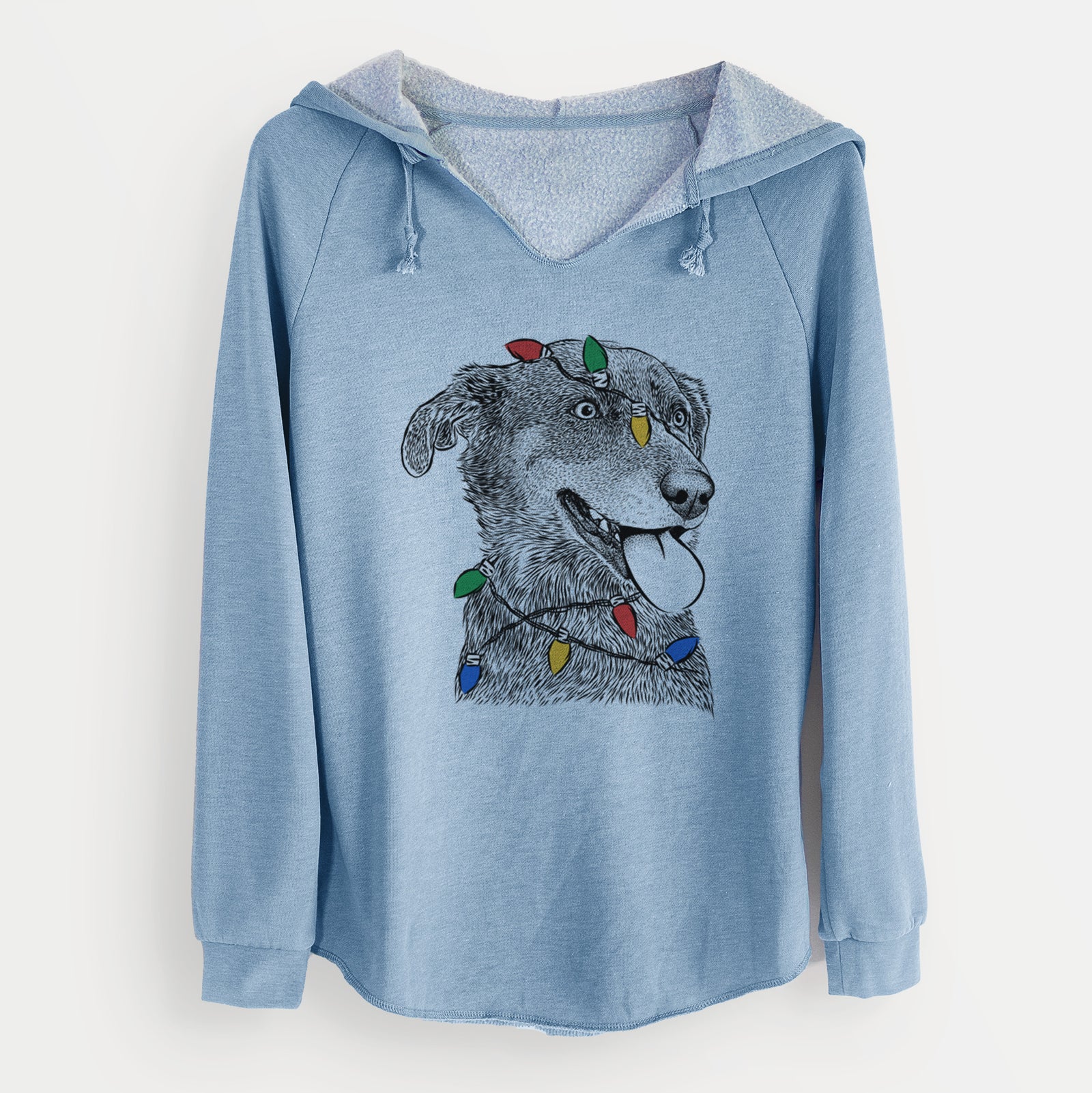 Christmas Lights Daisy the Australian Shepherd Mix - Cali Wave Hooded Sweatshirt
