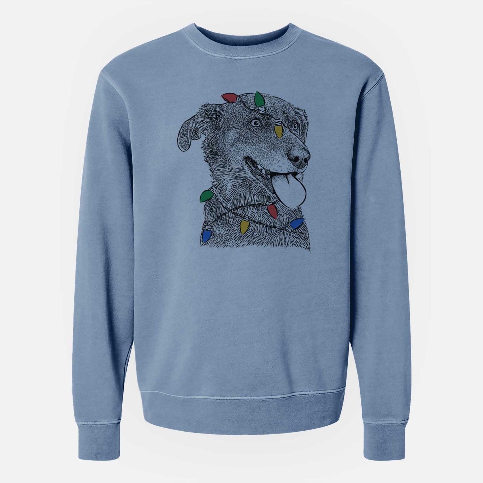 Christmas Lights Daisy the Australian Shepherd Mix - Unisex Pigment Dyed Crew Sweatshirt