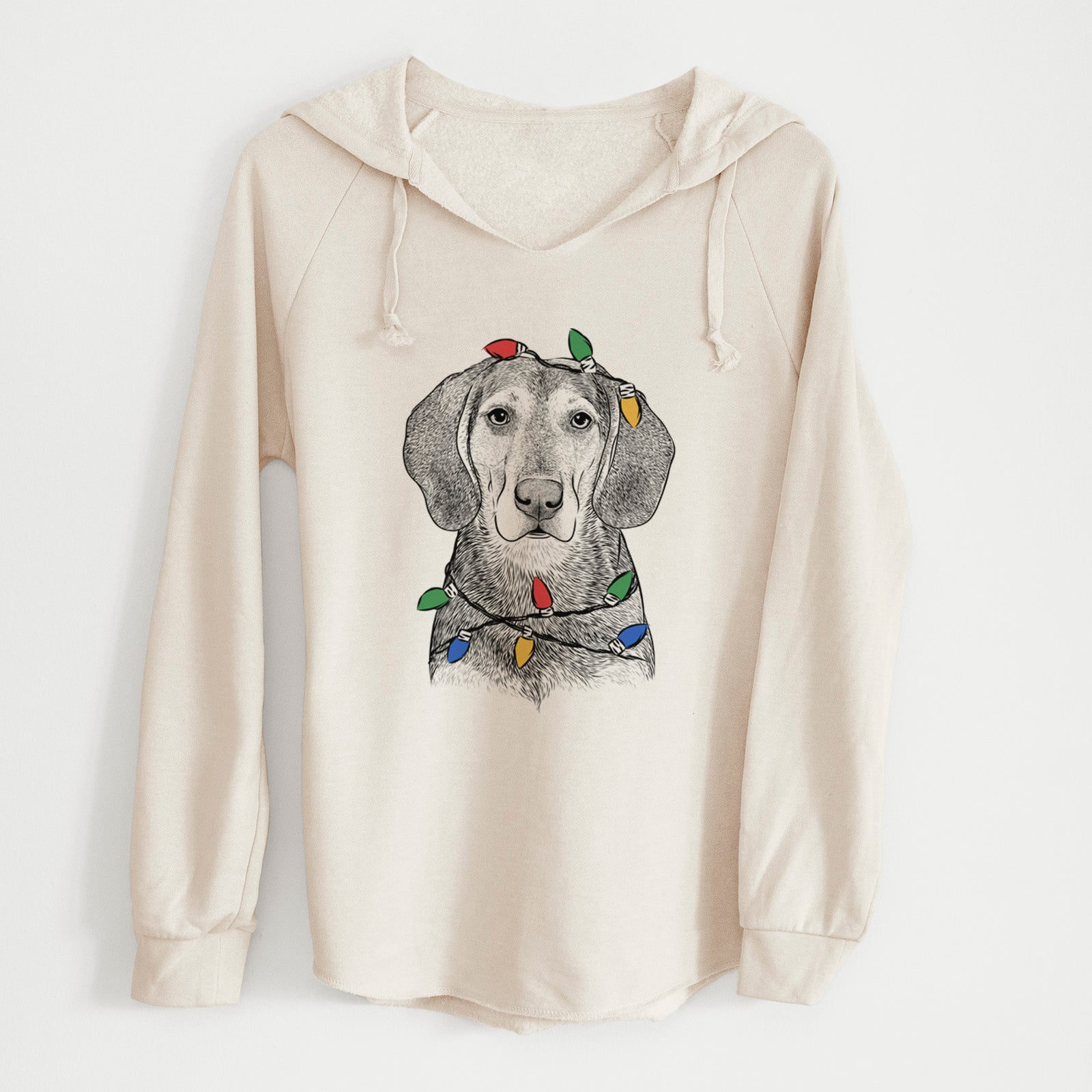 Christmas Lights Daisy the Hound Mix - Cali Wave Hooded Sweatshirt