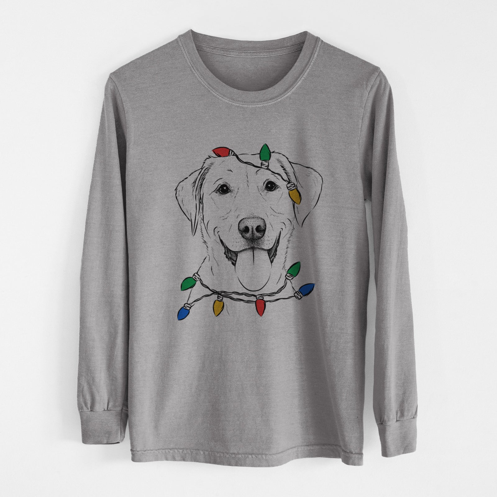 Christmas Lights Daisy the Labrador Retriever - Heavyweight 100% Cotton Long Sleeve
