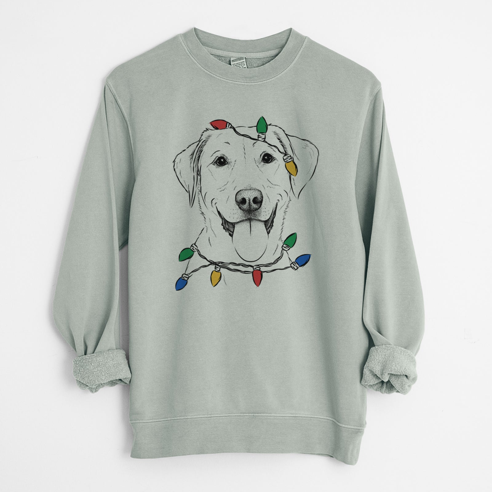 Christmas Lights Daisy the Labrador Retriever - Unisex Pigment Dyed Crew Sweatshirt