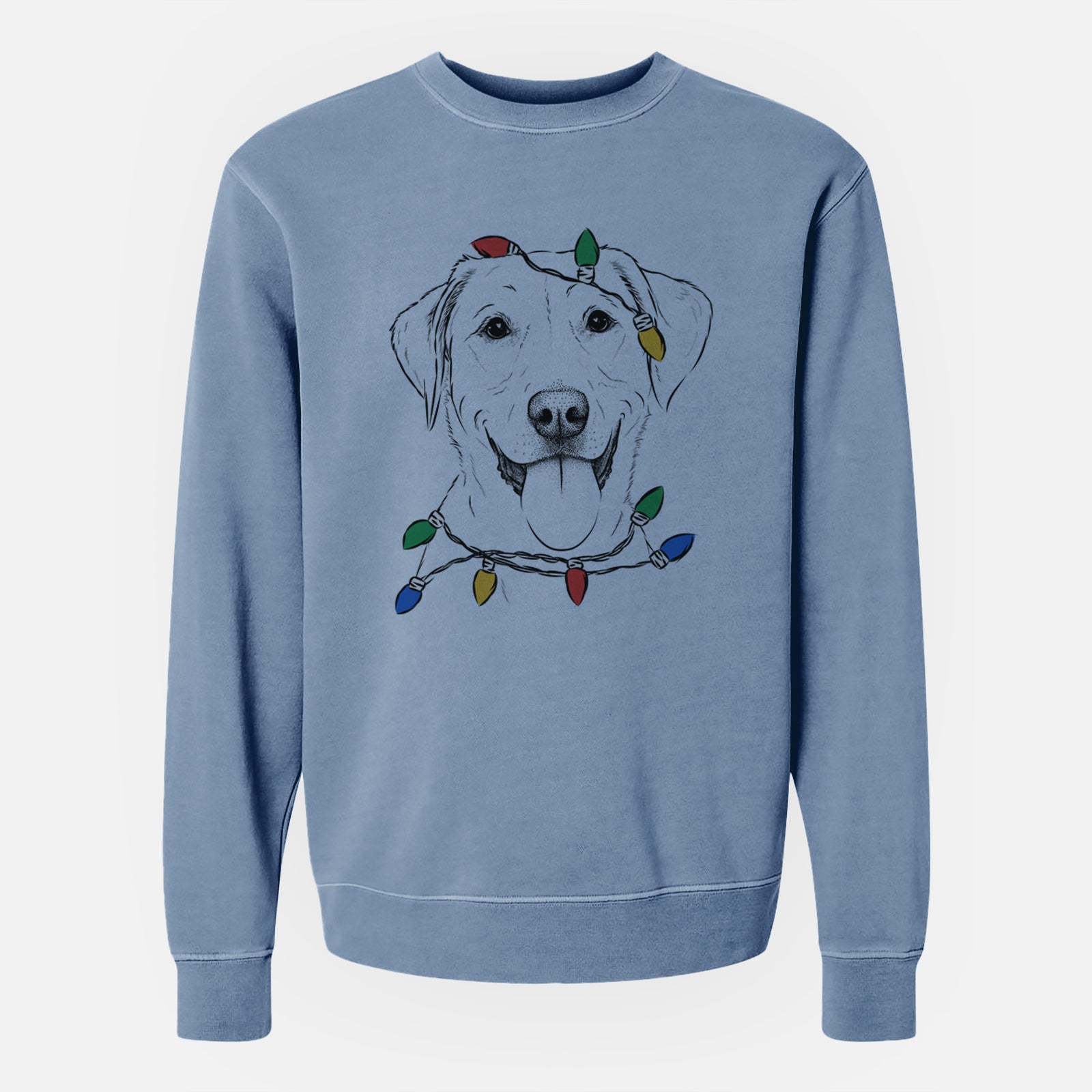 Christmas Lights Daisy the Labrador Retriever - Unisex Pigment Dyed Crew Sweatshirt