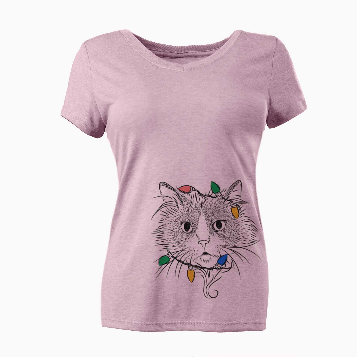 Christmas Lights Daniel the Ragdoll Cat - Women's V-neck Shirt
