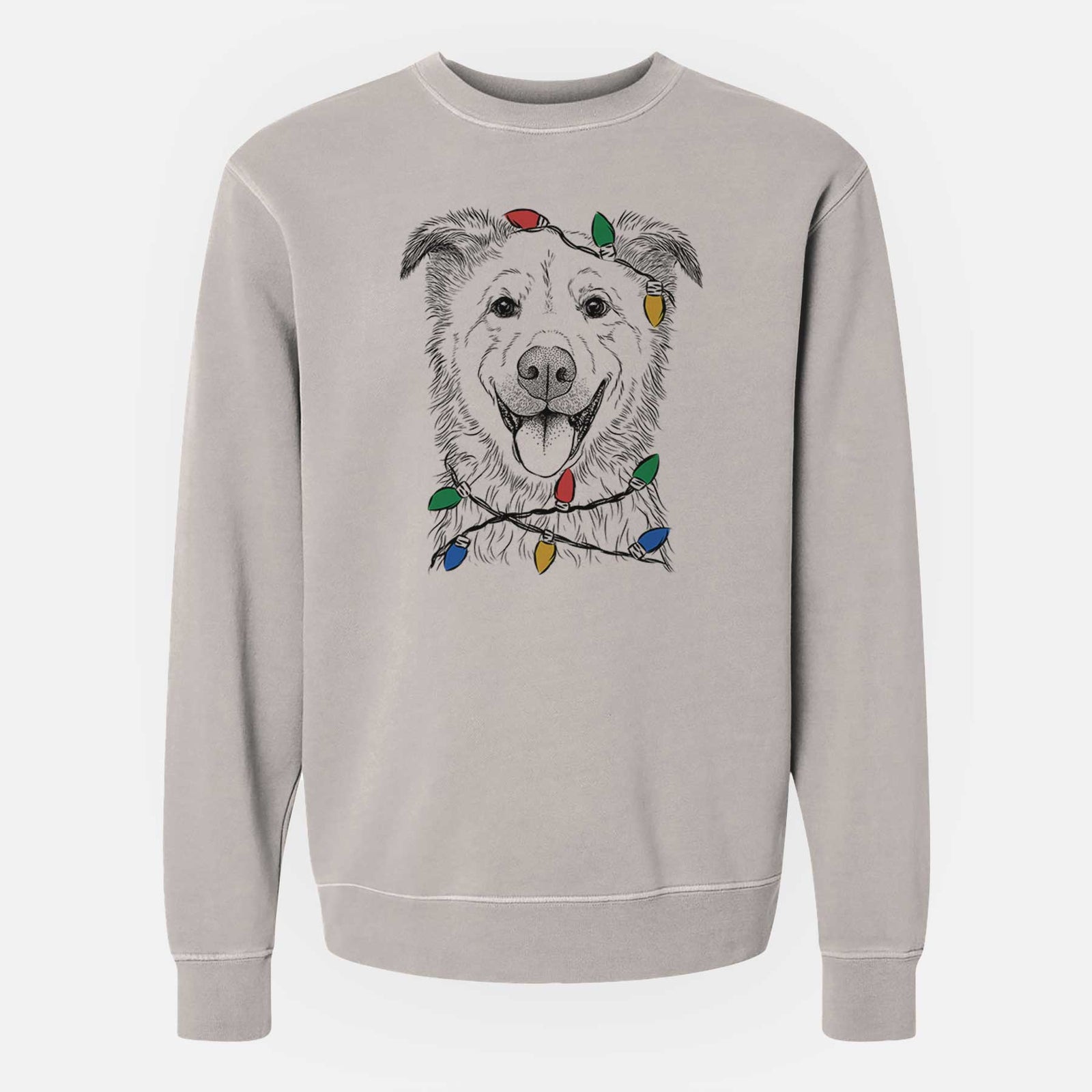 Christmas Lights Dawson the Mixed Breed - Unisex Pigment Dyed Crew Sweatshirt