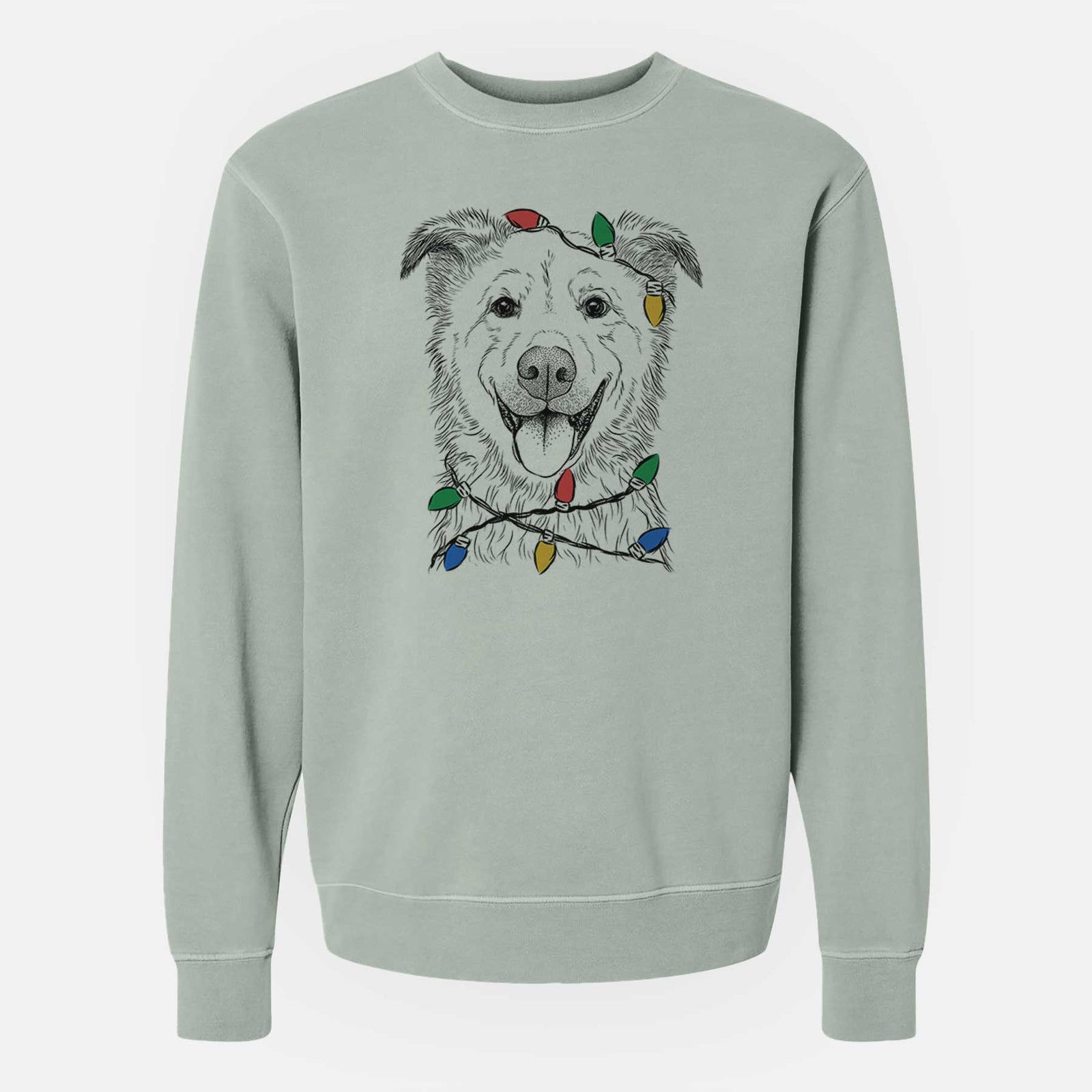 Christmas Lights Dawson the Mixed Breed - Unisex Pigment Dyed Crew Sweatshirt