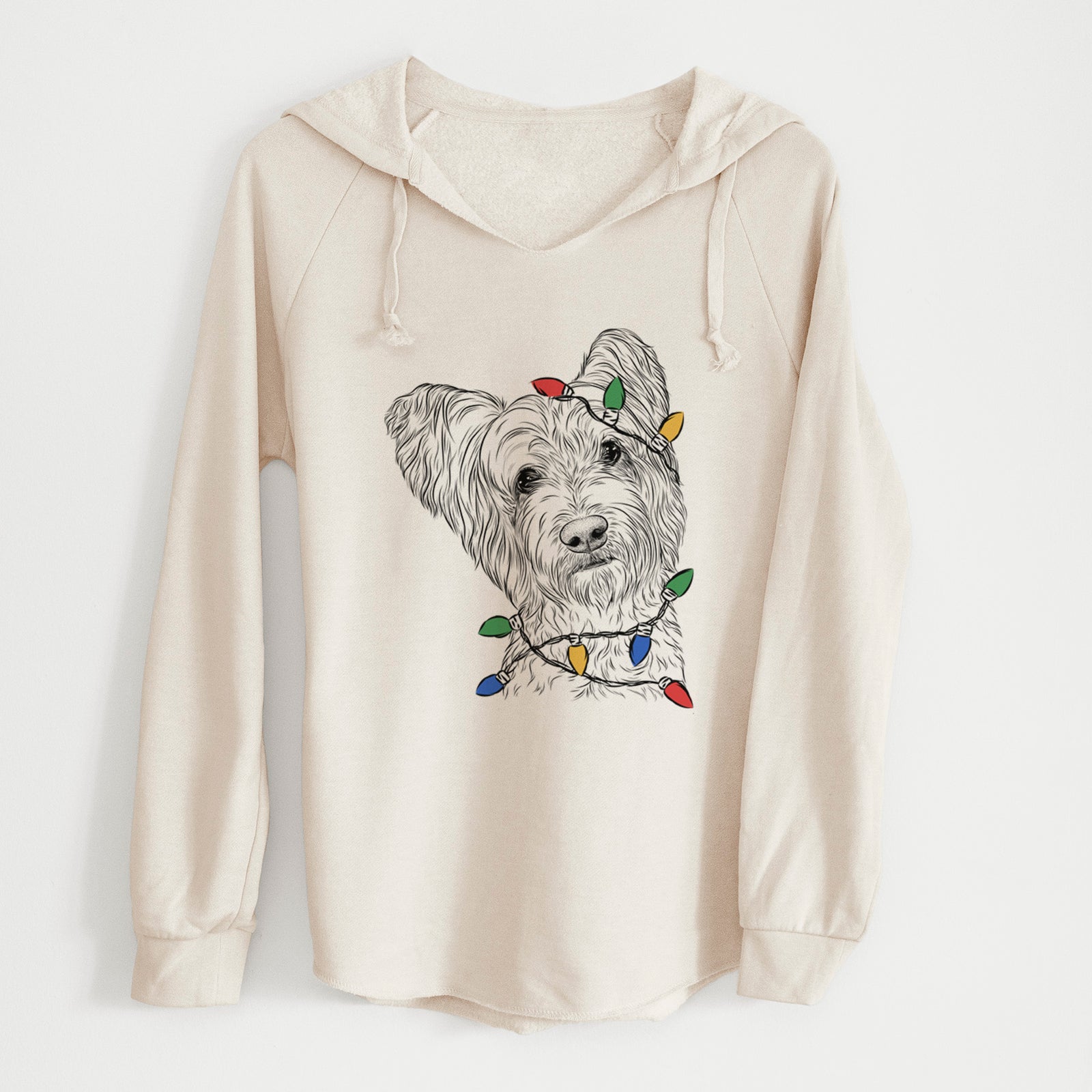 Christmas Lights Dexter the Terrier Mix - Cali Wave Hooded Sweatshirt