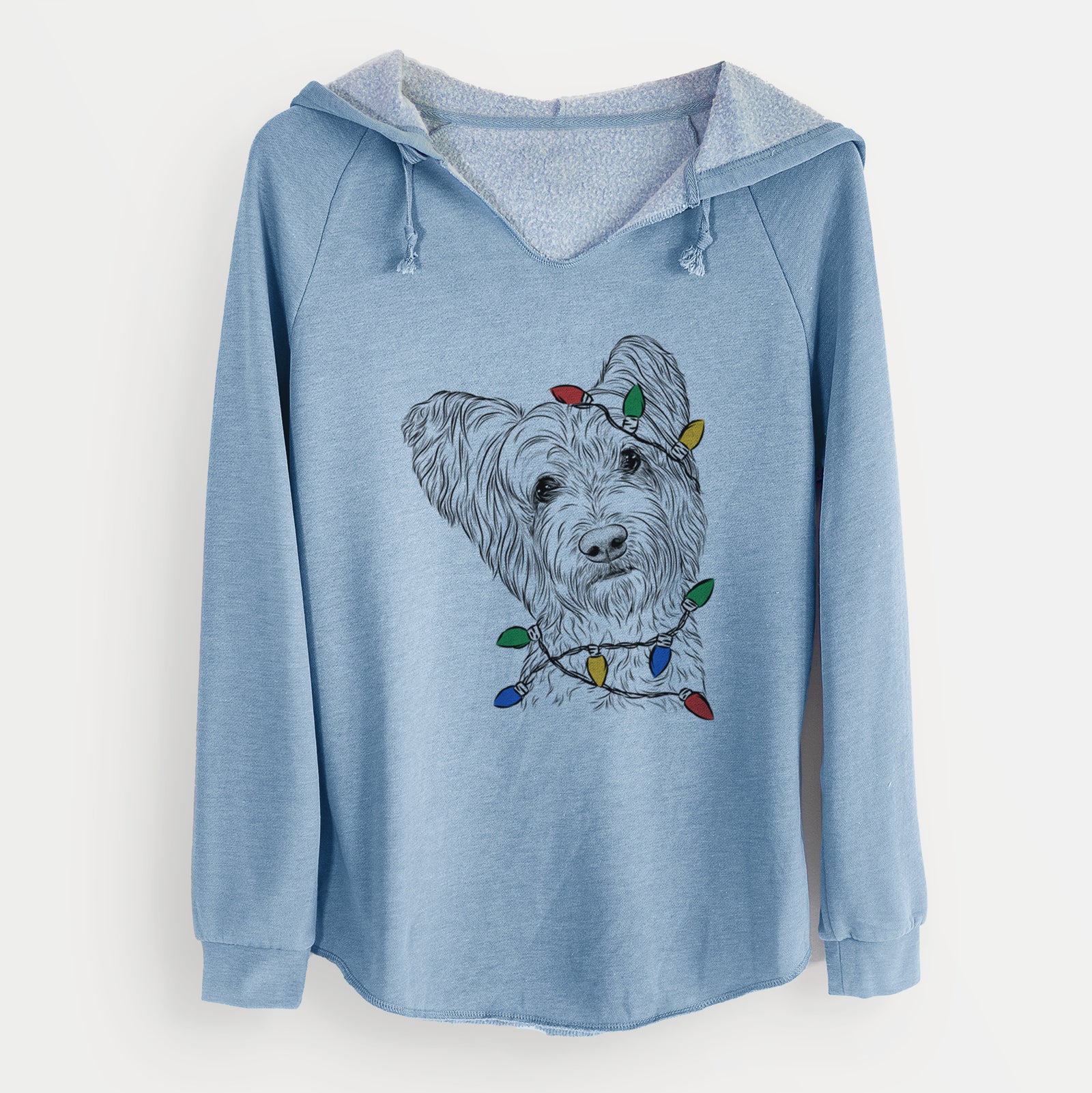 Christmas Lights Dexter the Terrier Mix - Cali Wave Hooded Sweatshirt