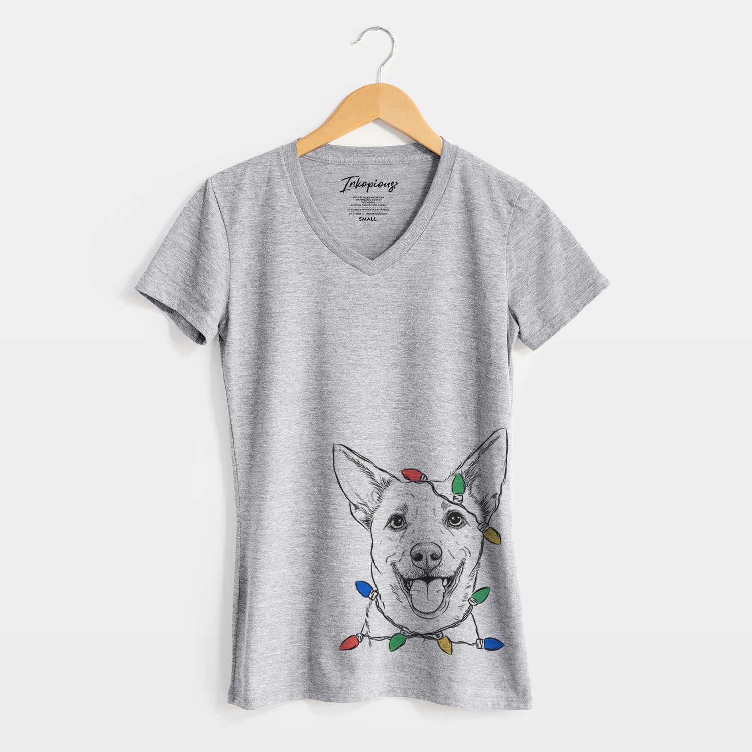 Christmas Lights Dinghy the Mixed Breed - Women's V-neck Shirt