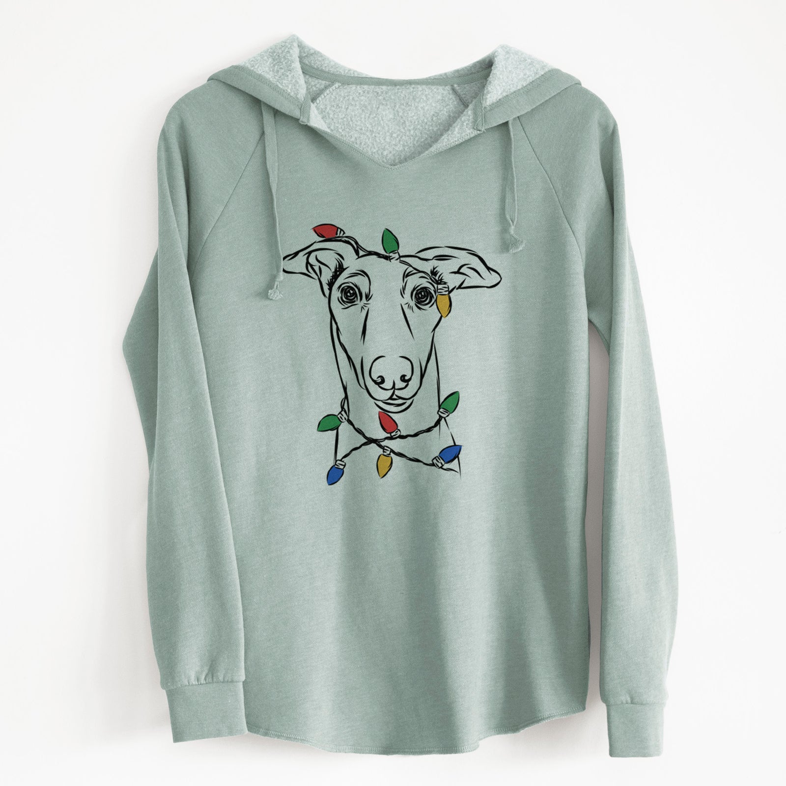 Christmas Lights Diva the Greyhound - Cali Wave Hooded Sweatshirt
