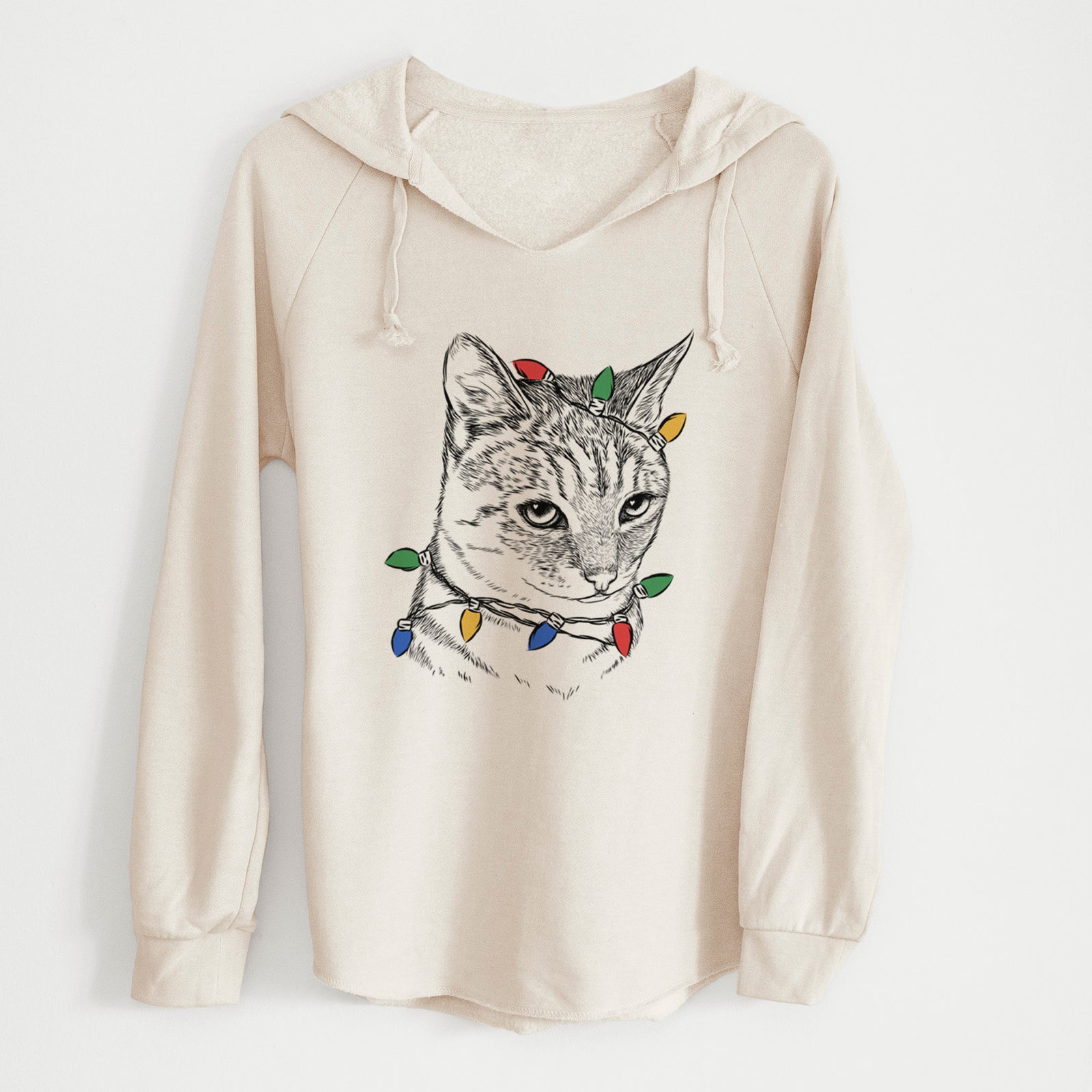 Christmas Lights Dora the Tabby Cat - Cali Wave Hooded Sweatshirt