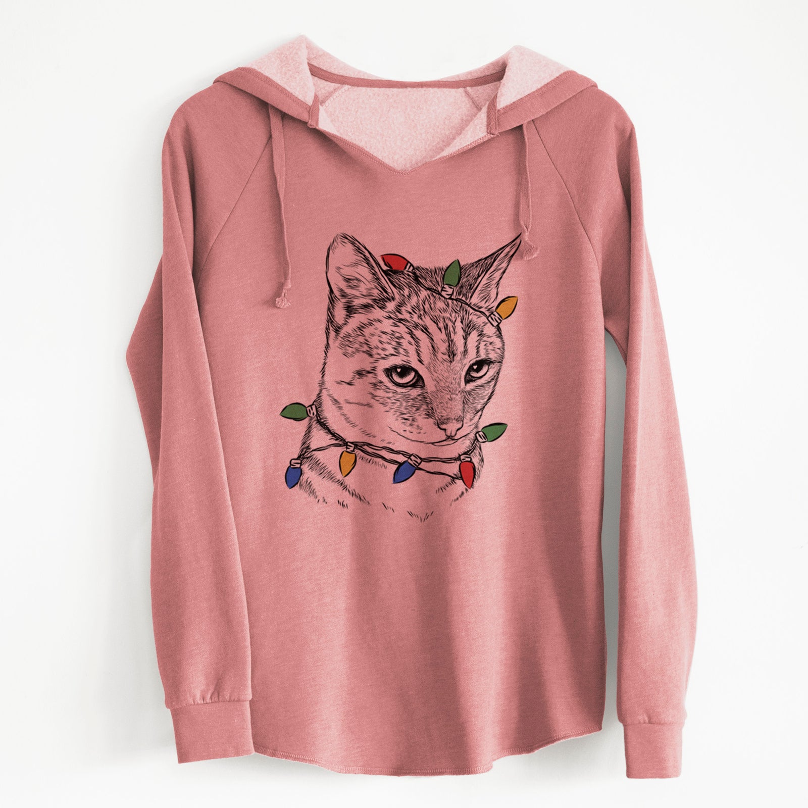 Christmas Lights Dora the Tabby Cat - Cali Wave Hooded Sweatshirt