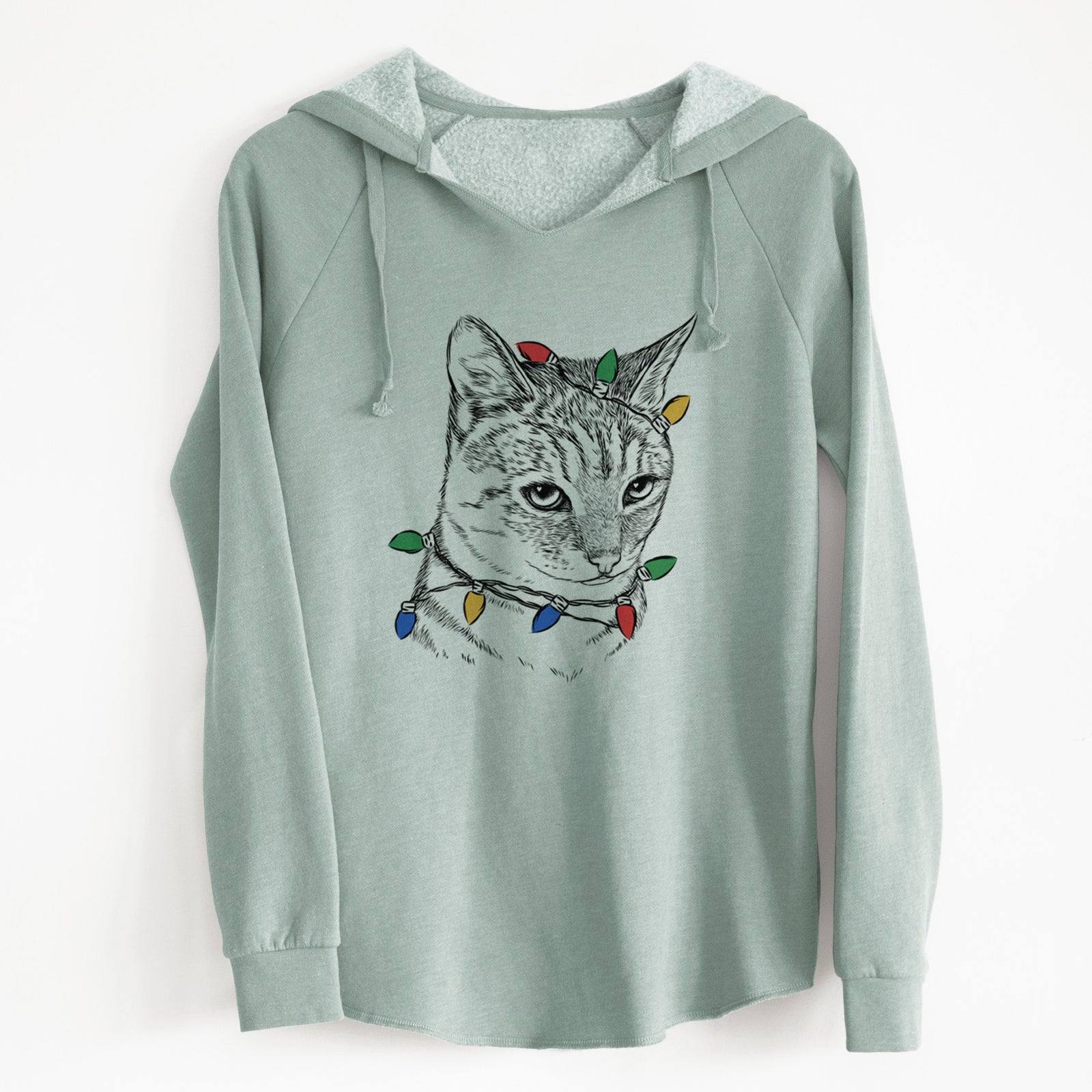 Christmas Lights Dora the Tabby Cat - Cali Wave Hooded Sweatshirt