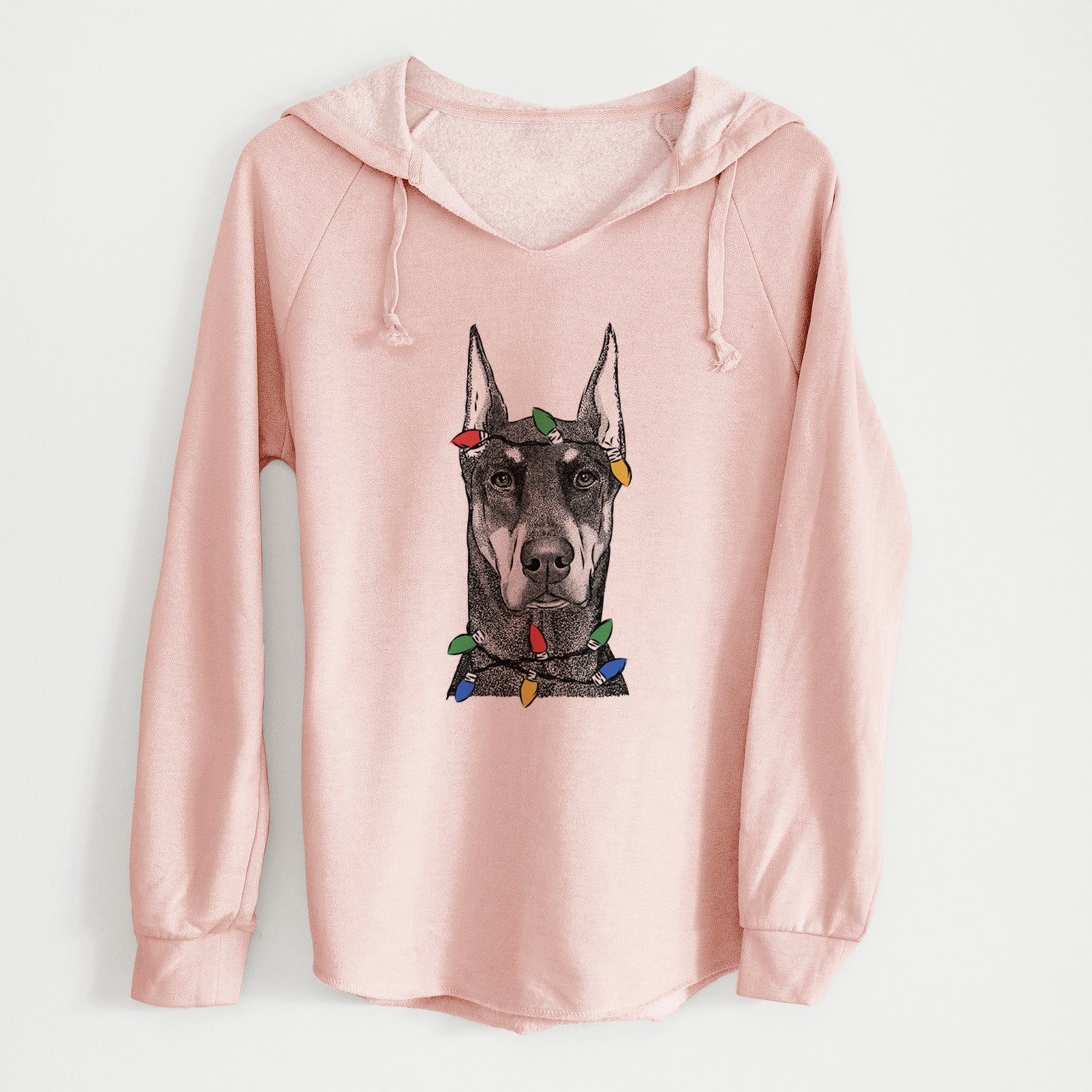 Christmas Lights Drake the Doberman Pinscher - Cali Wave Hooded Sweatshirt