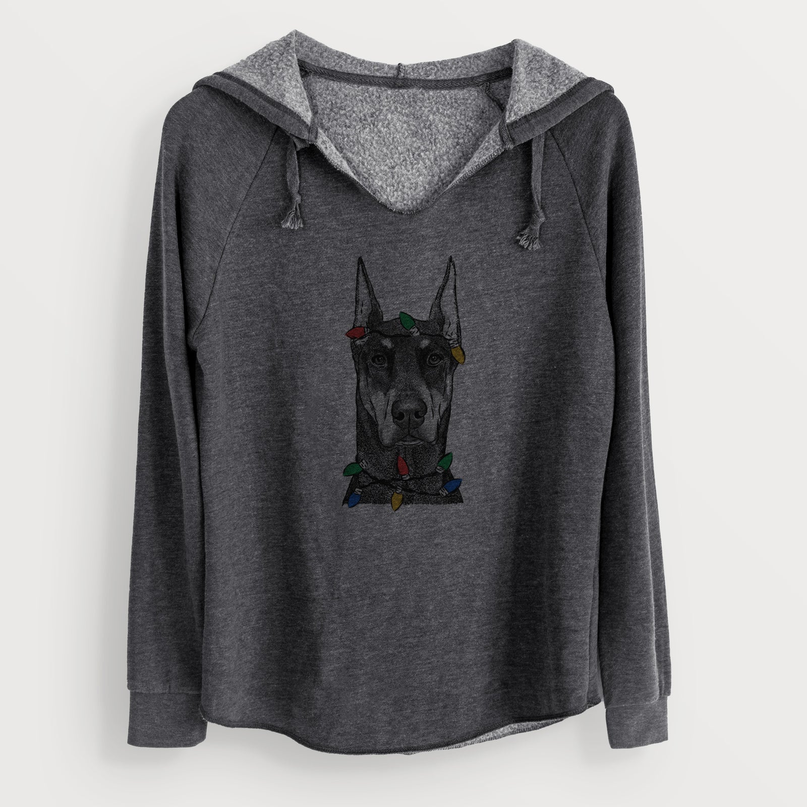 Christmas Lights Drake the Doberman Pinscher - Cali Wave Hooded Sweatshirt