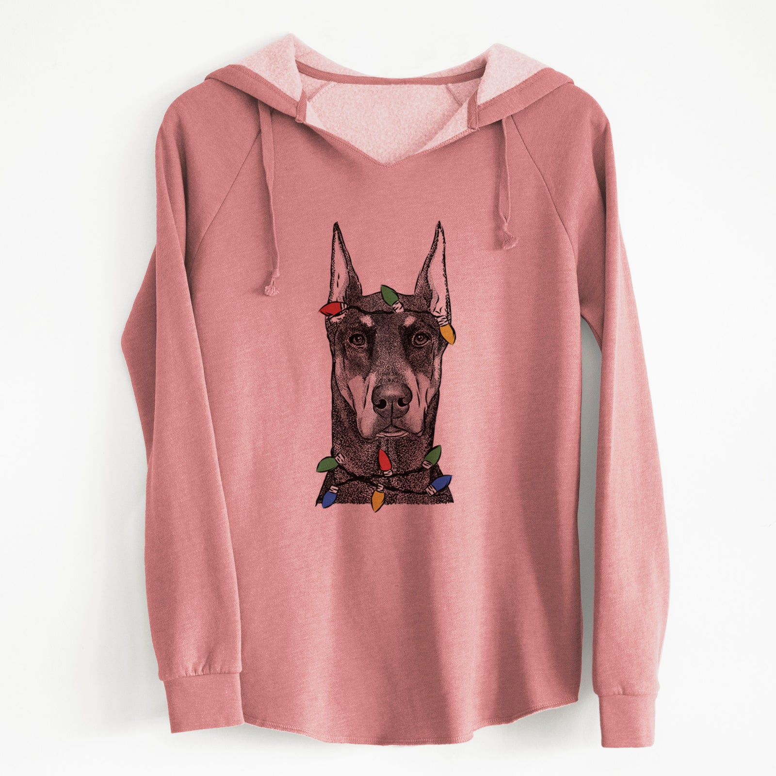 Christmas Lights Drake the Doberman Pinscher - Cali Wave Hooded Sweatshirt