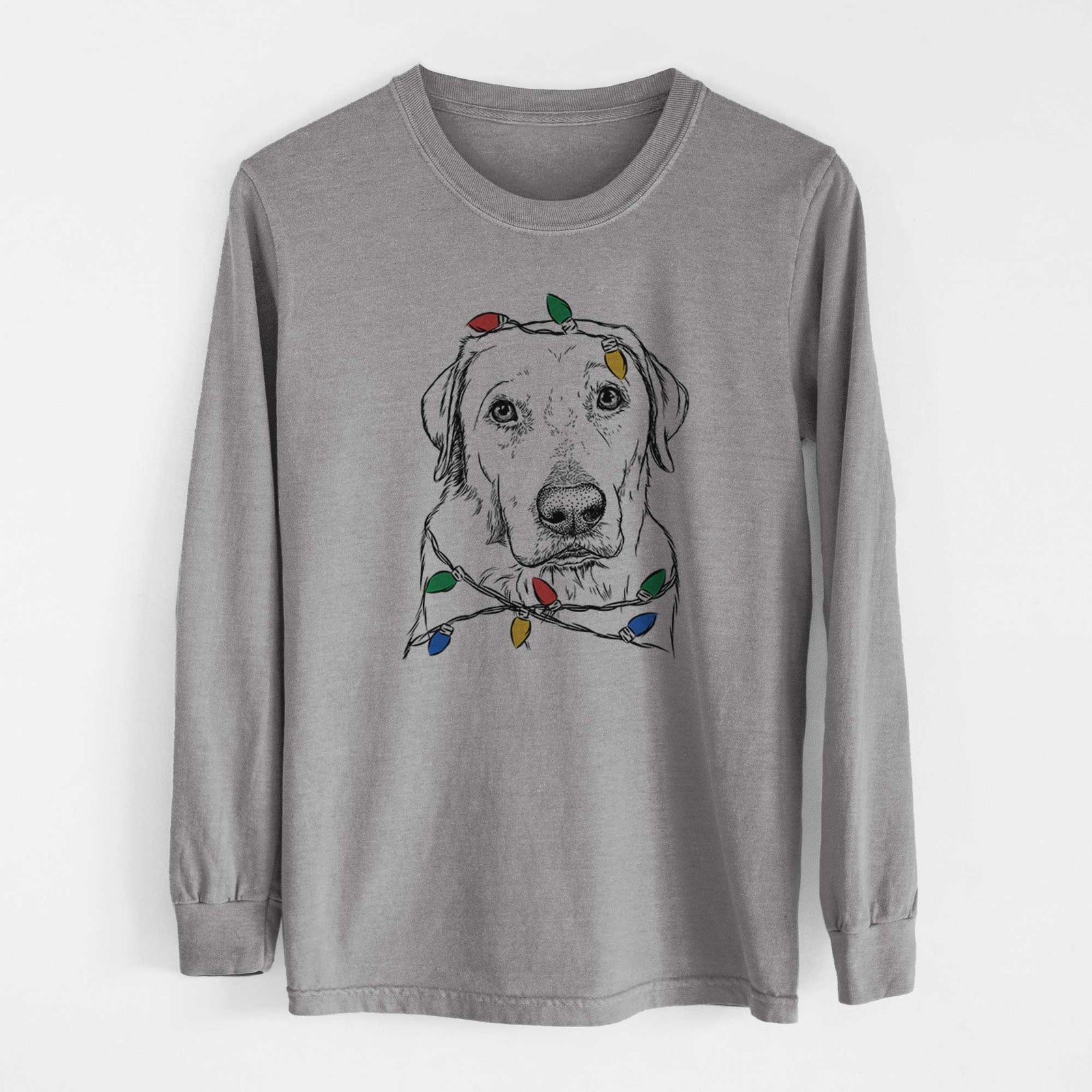 Christmas Lights Duke the Yellow Lab - Heavyweight 100% Cotton Long Sleeve
