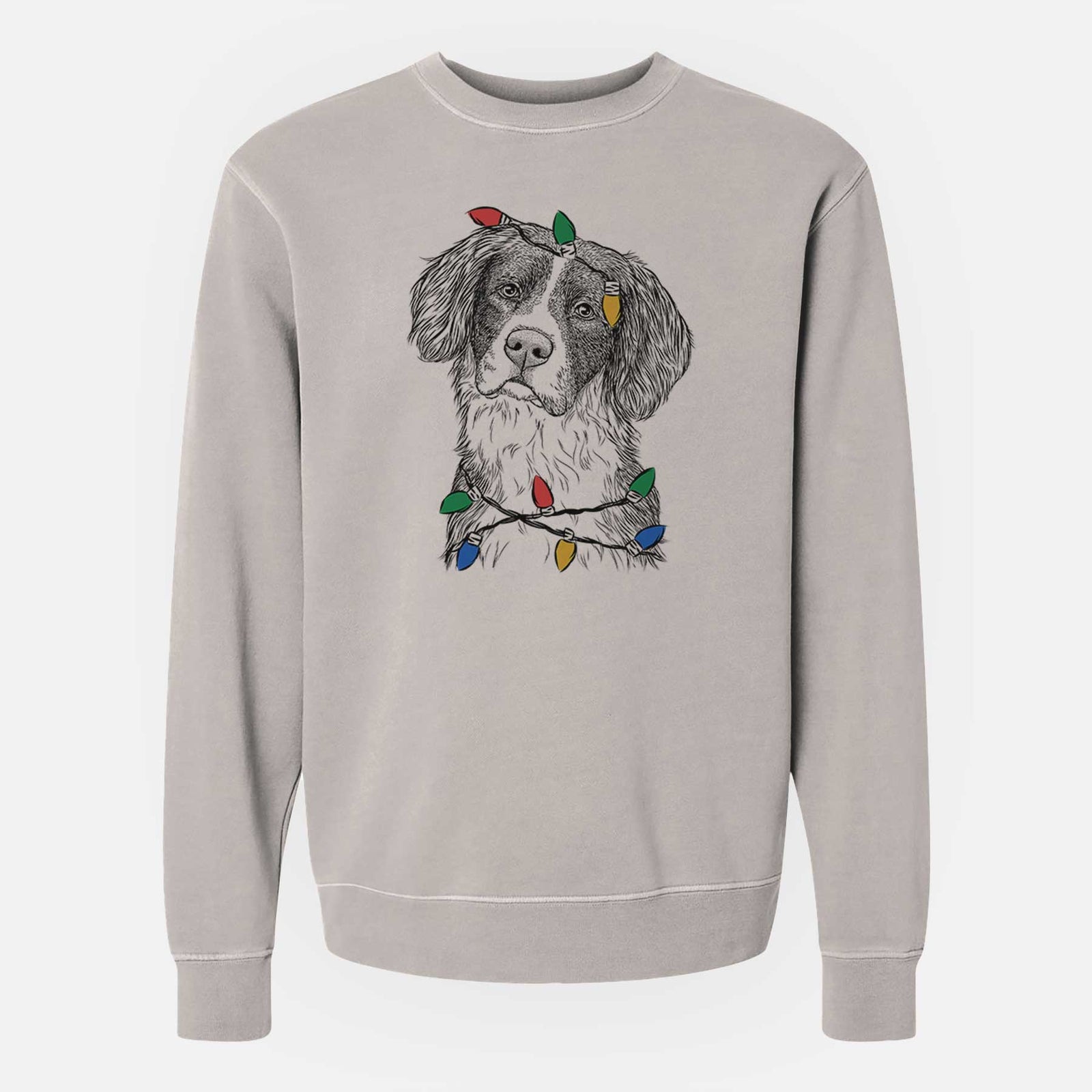 Christmas Lights Dulce the Drentsche Patrijshond - Unisex Pigment Dyed Crew Sweatshirt