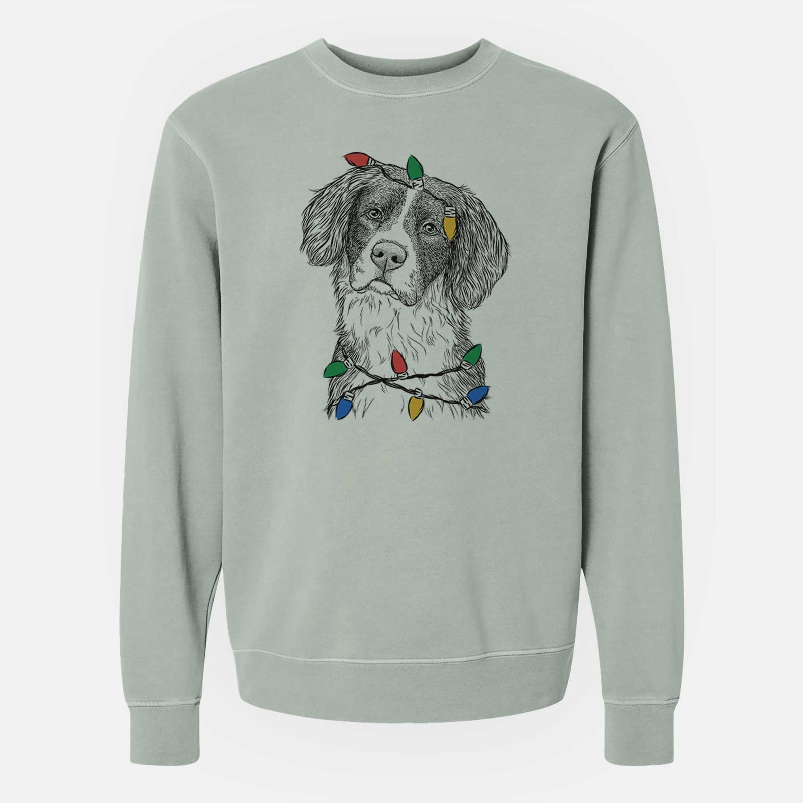 Christmas Lights Dulce the Drentsche Patrijshond - Unisex Pigment Dyed Crew Sweatshirt