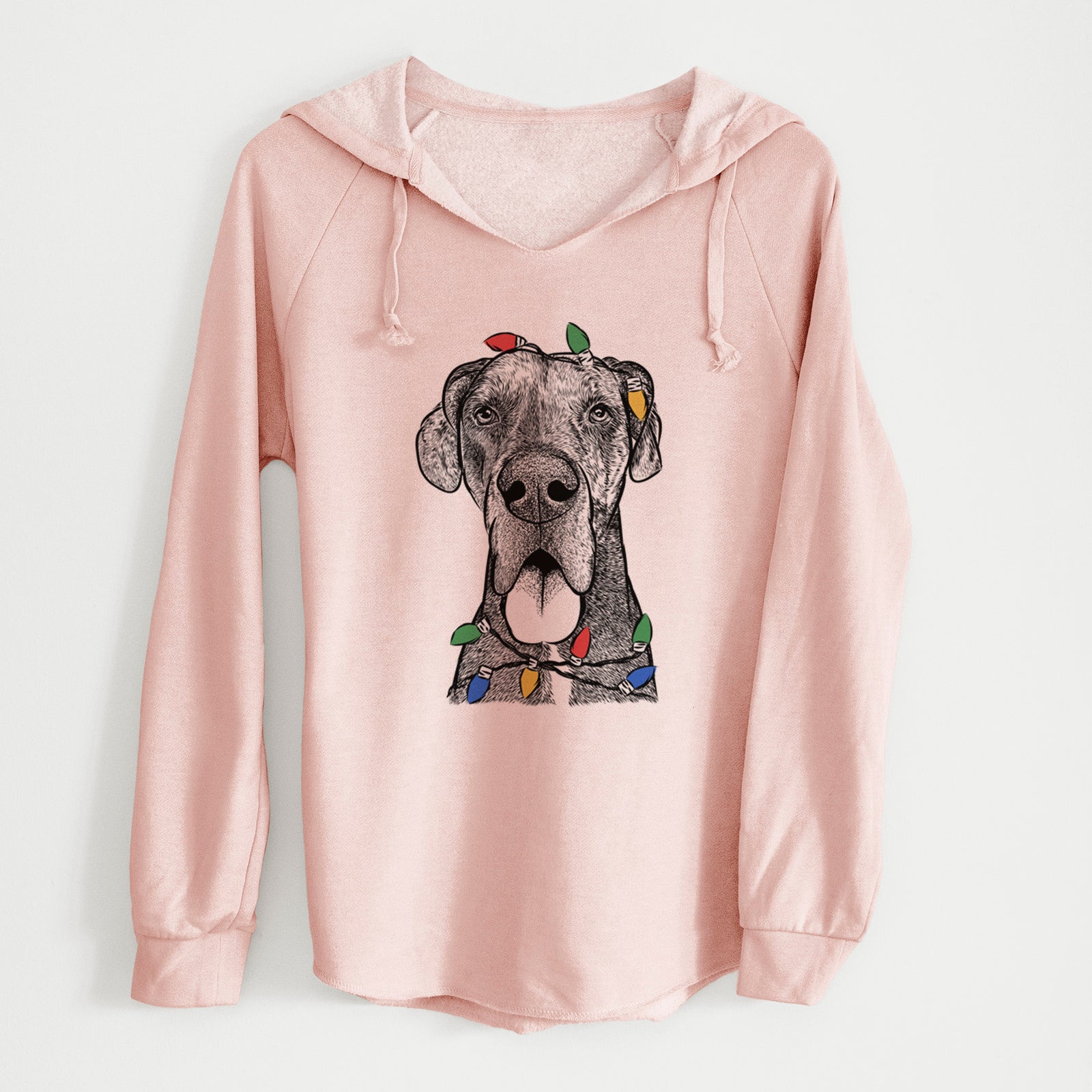 Christmas Lights Eli the Great Dane - Cali Wave Hooded Sweatshirt