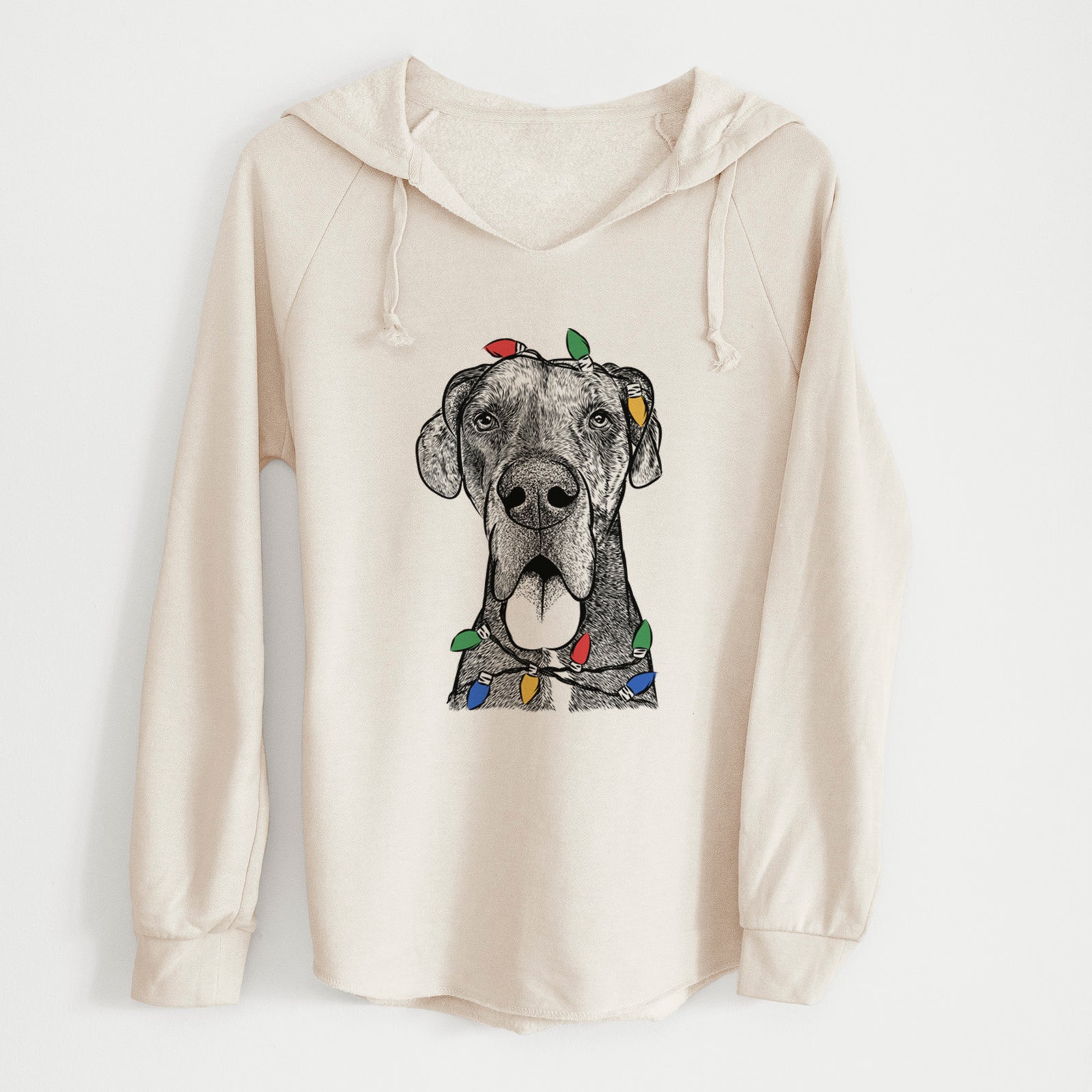 Christmas Lights Eli the Great Dane - Cali Wave Hooded Sweatshirt