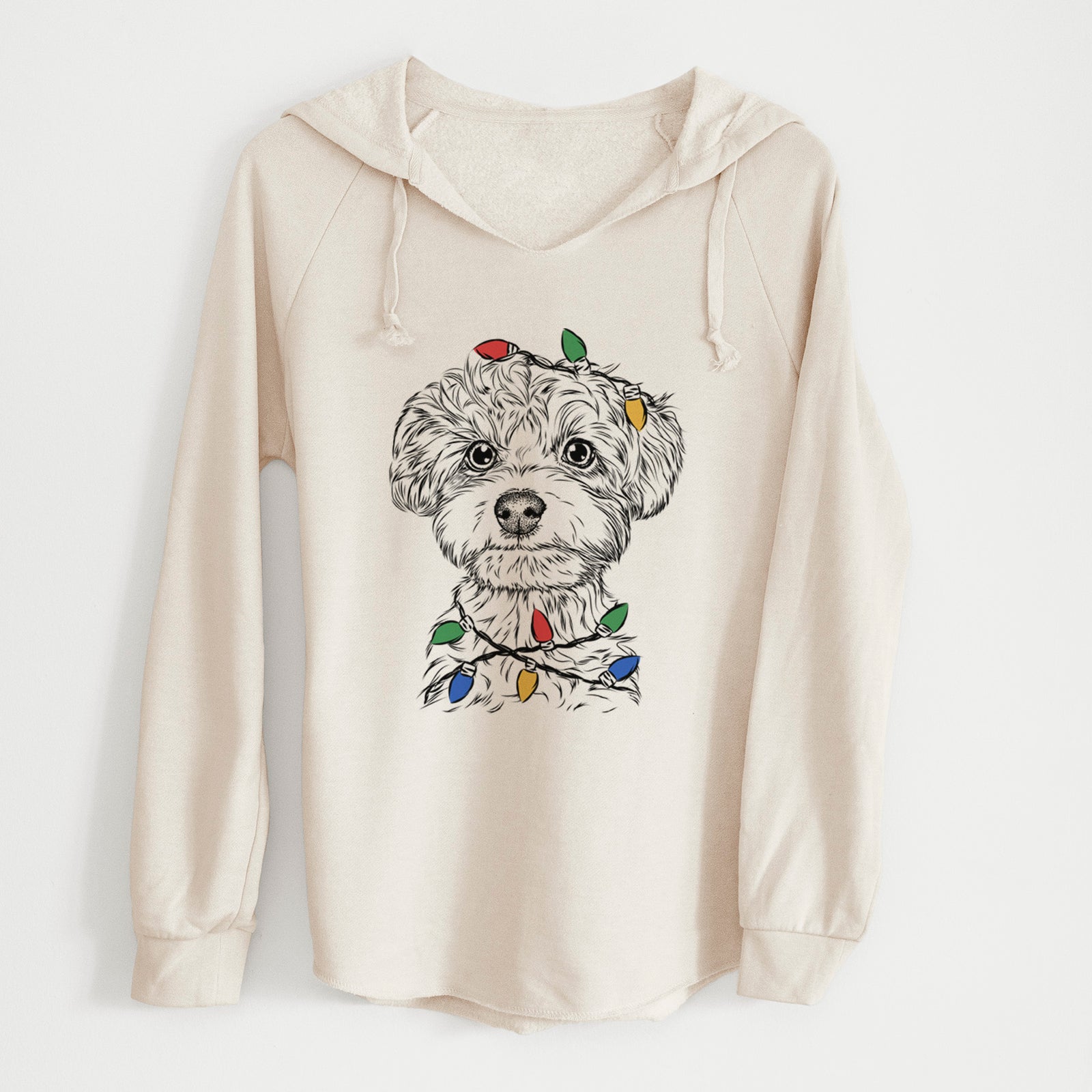 Christmas Lights Elliott the Yorkiepoo - Cali Wave Hooded Sweatshirt