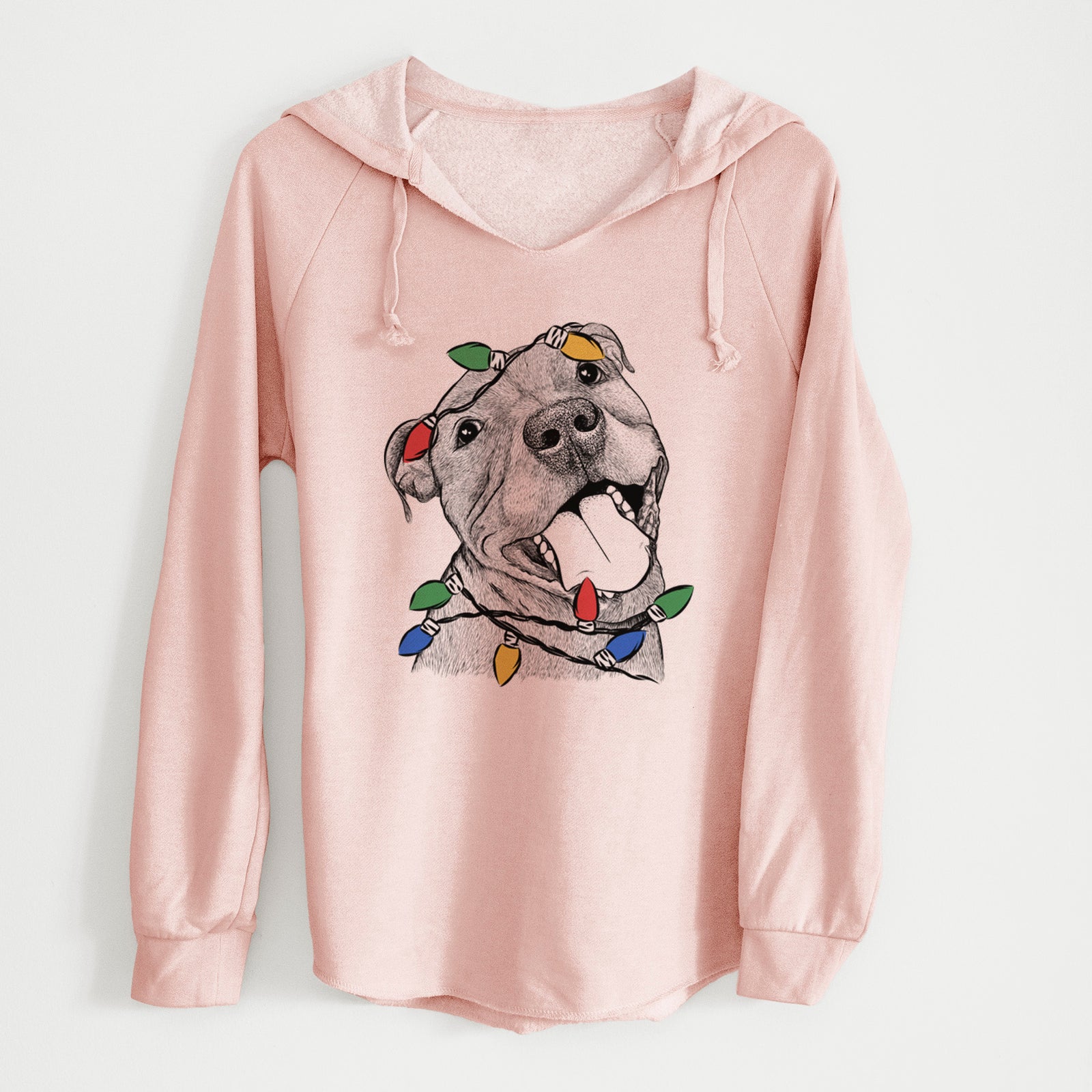 Christmas Lights Eloise the Pitbull Mix - Cali Wave Hooded Sweatshirt